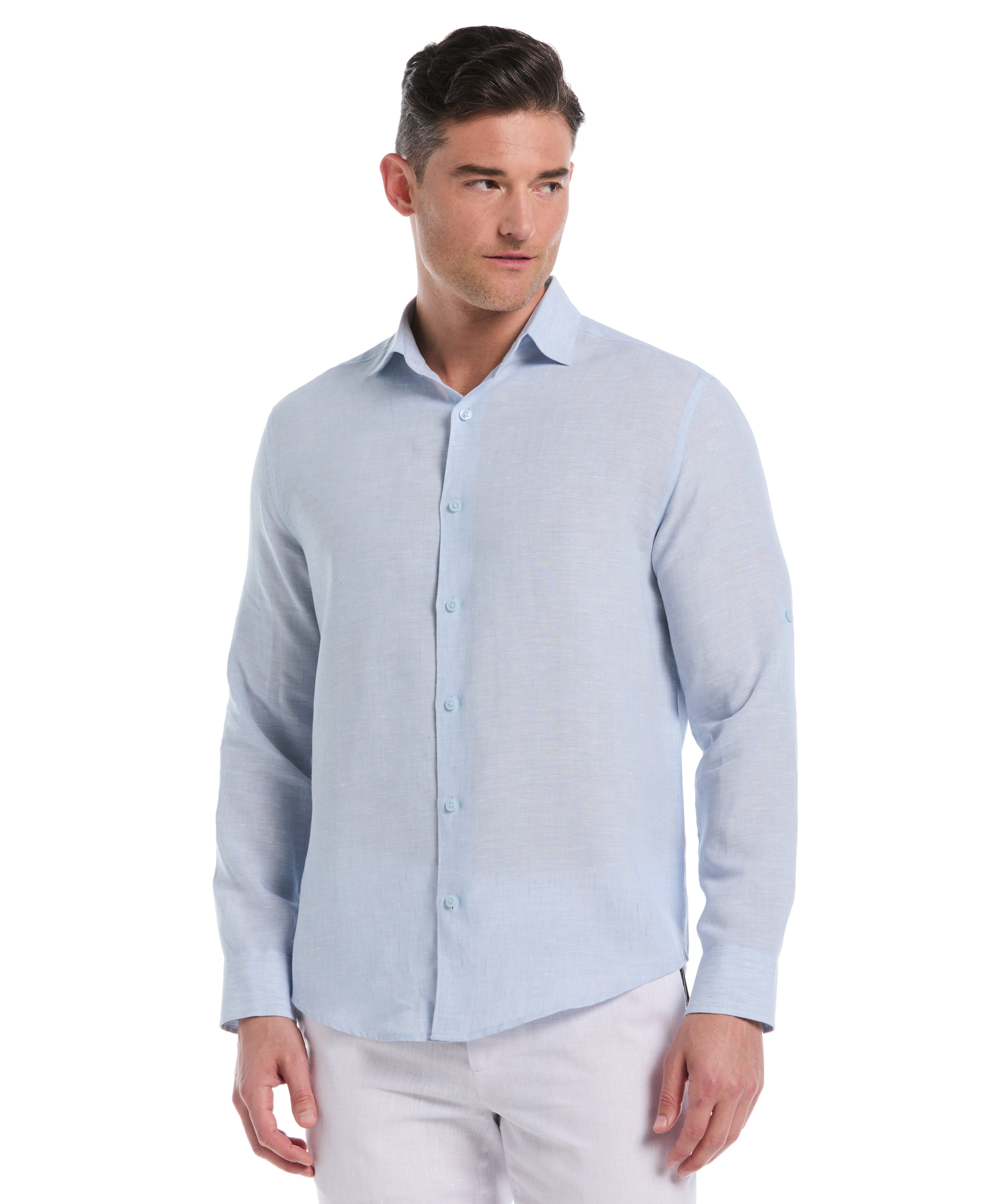 Travelselect™ Linen-Blend Rolled Sleeve Shirt - Image 38