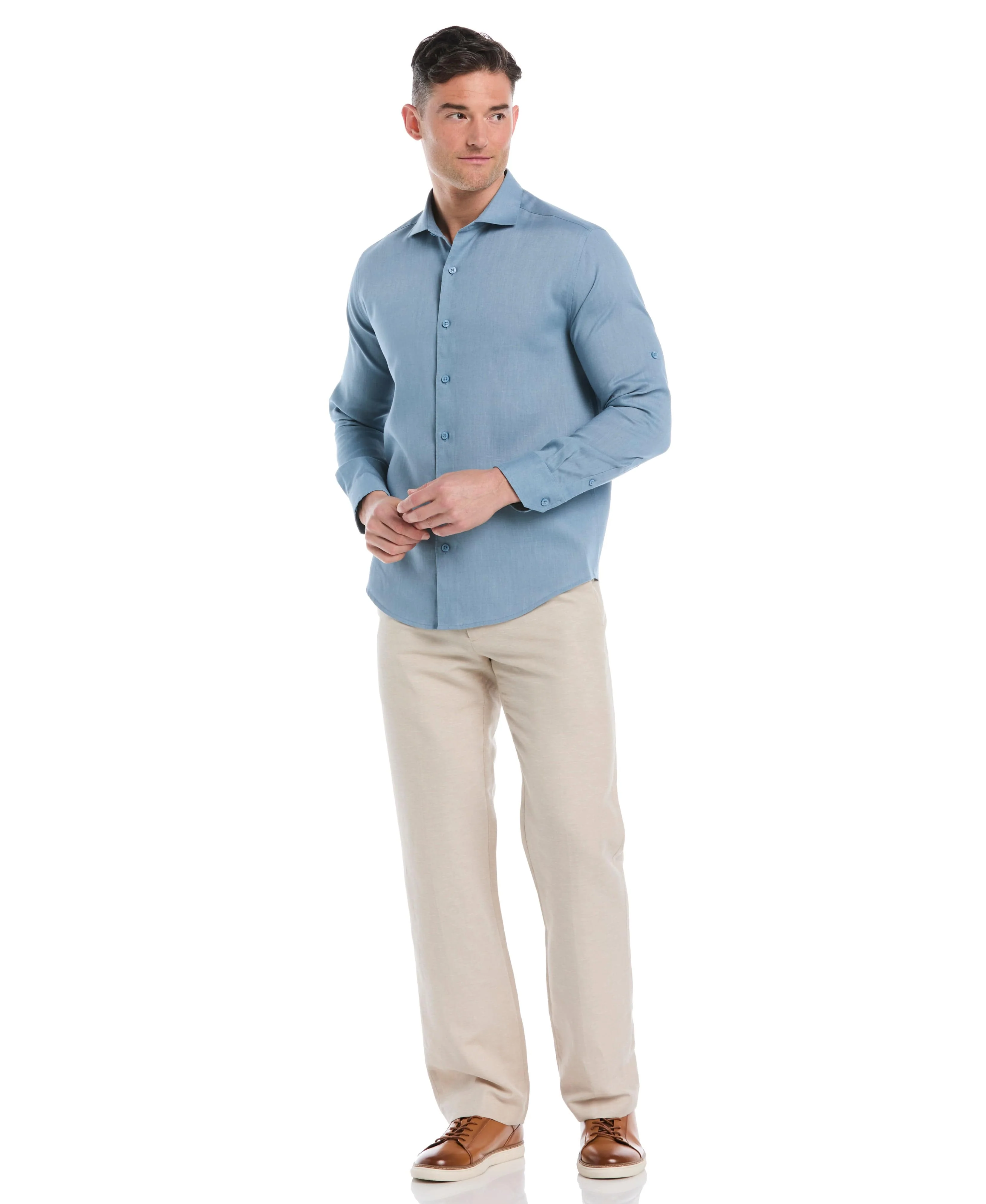 Travelselect™ Linen-Blend Rolled Sleeve Shirt - Image 4