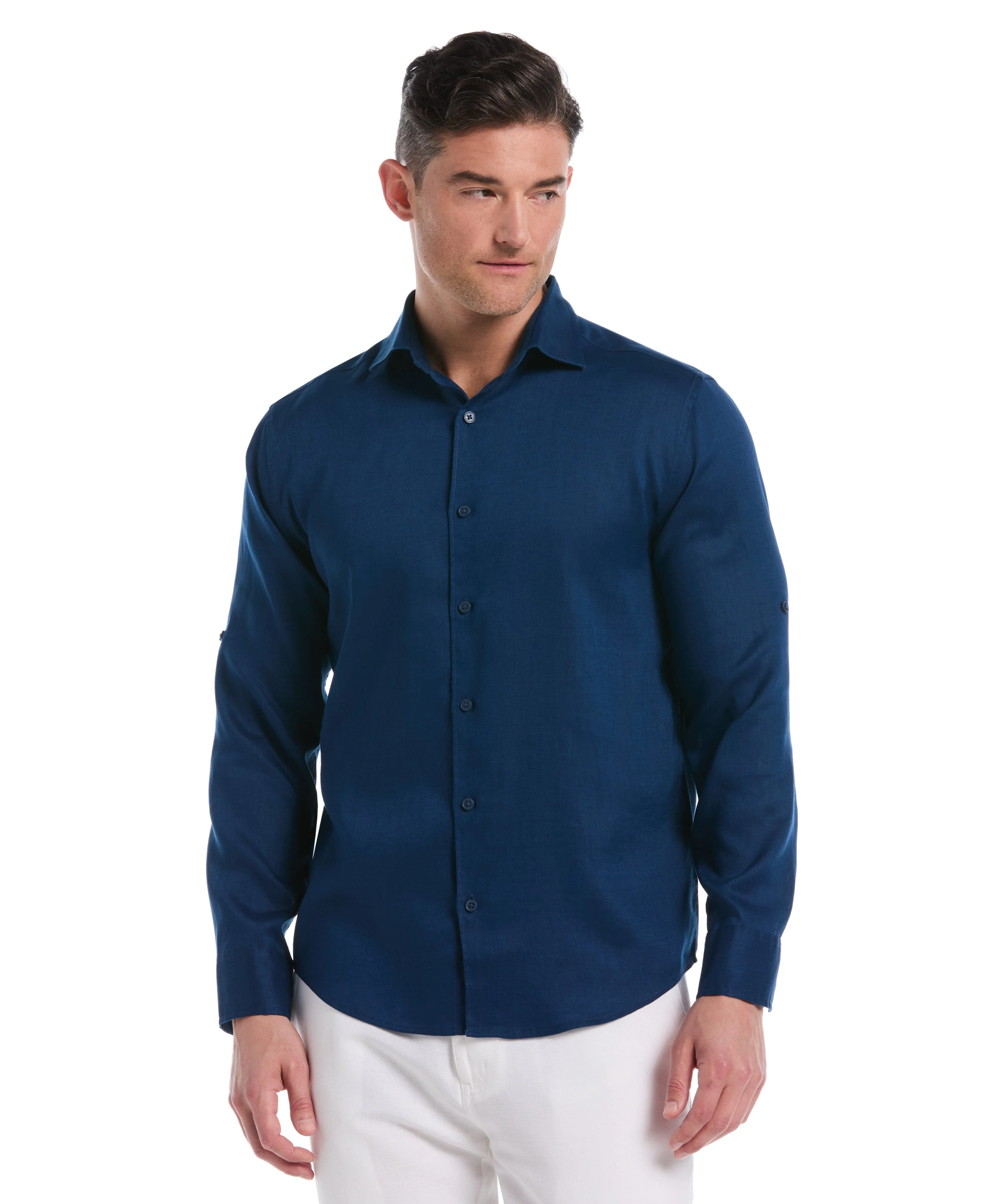 Travelselect™ Linen-Blend Rolled Sleeve Shirt - Image 41