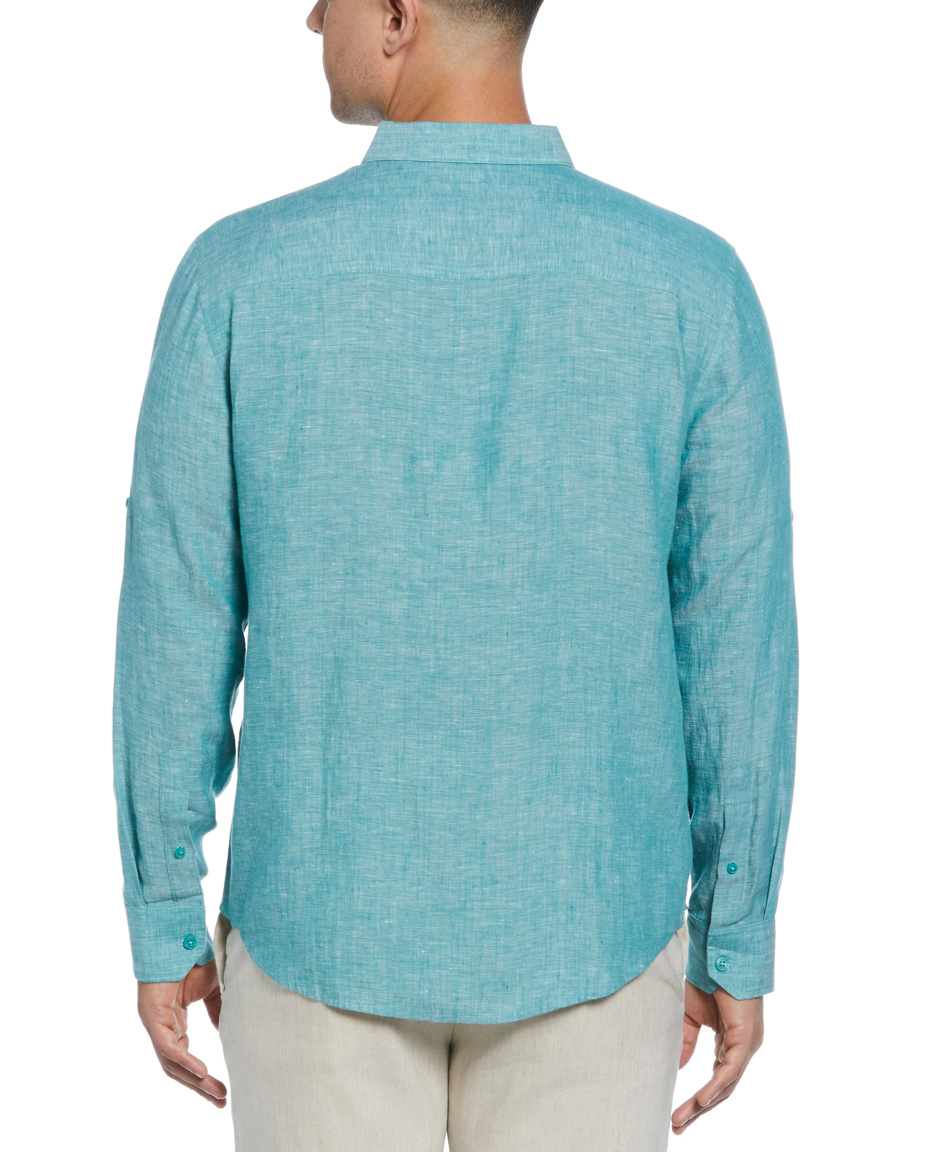 Travelselect™ Linen-Blend Rolled Sleeve Shirt - Image 48