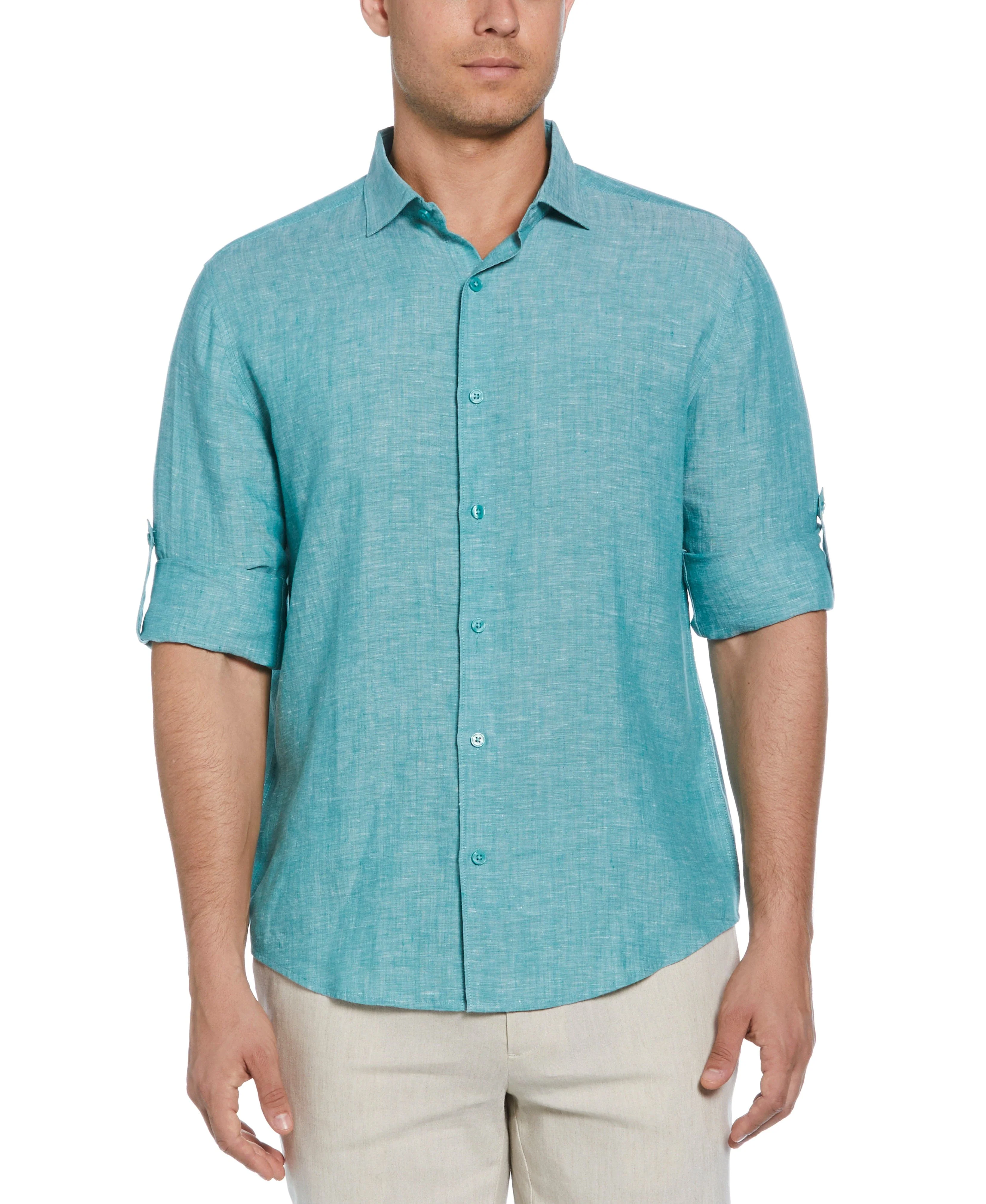 Travelselect™ Linen-Blend Rolled Sleeve Shirt - Image 52