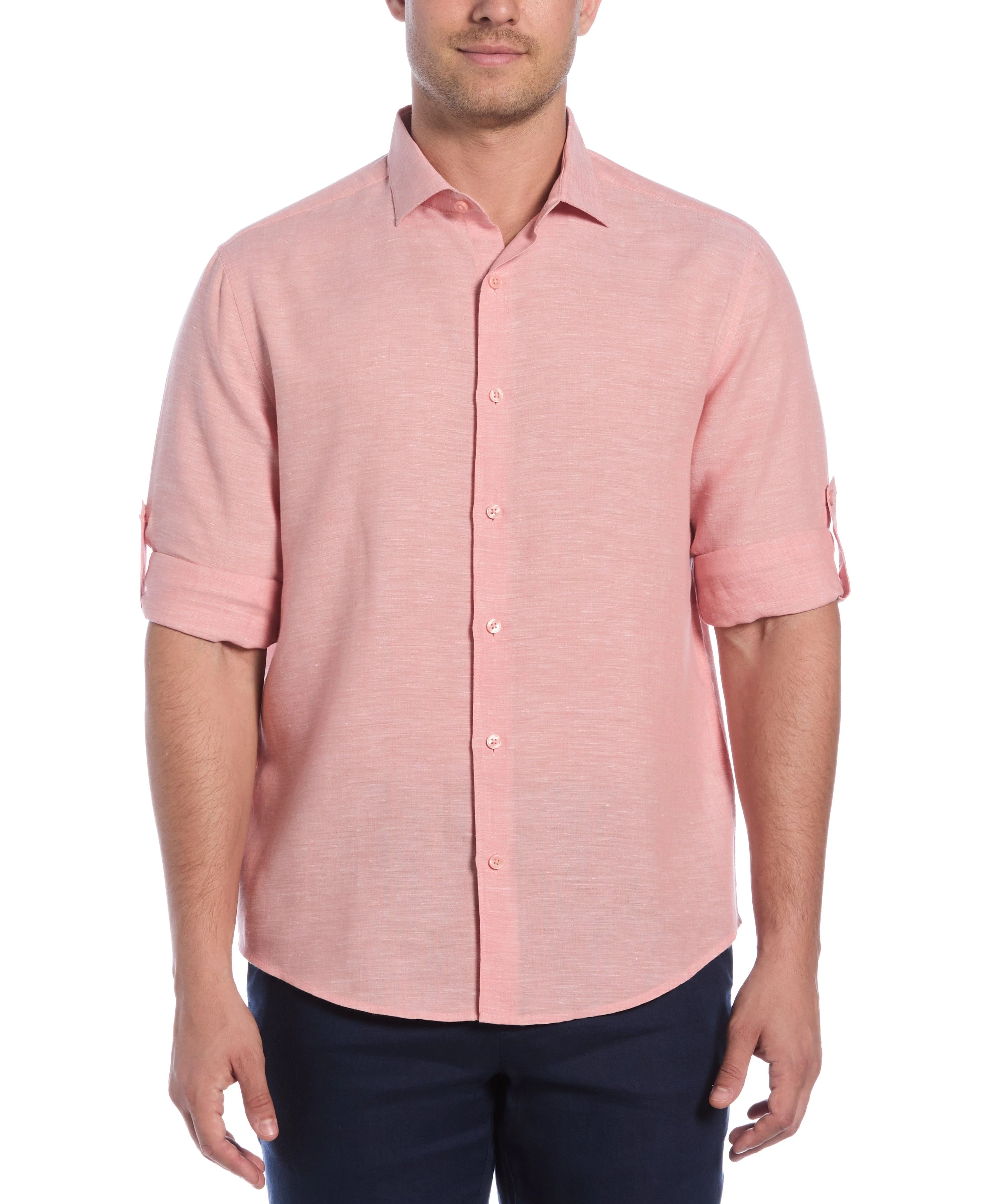 Travelselect™ Linen-Blend Rolled Sleeve Shirt - Image 59