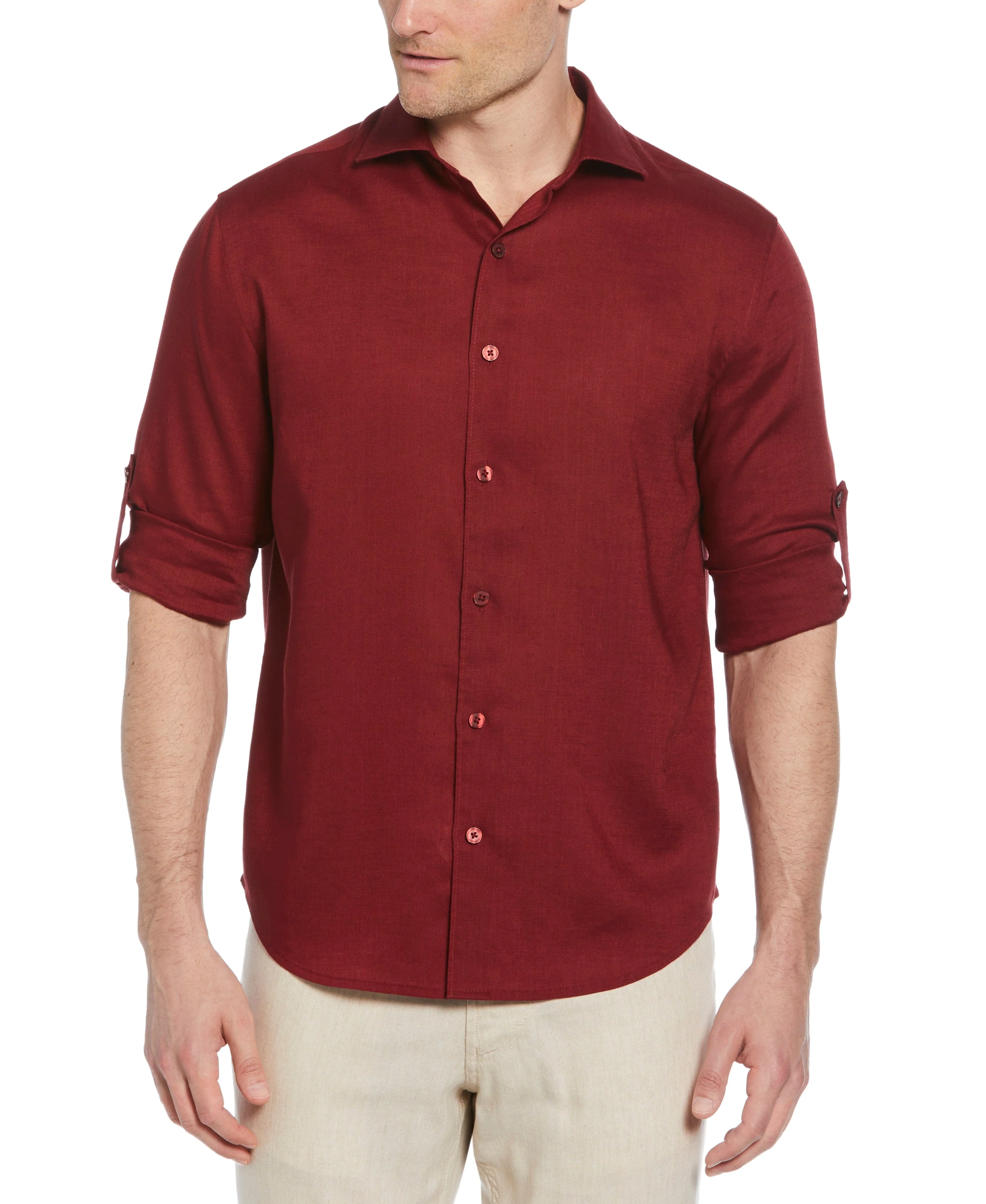 Travelselect™ Linen-Blend Rolled Sleeve Shirt - Image 71