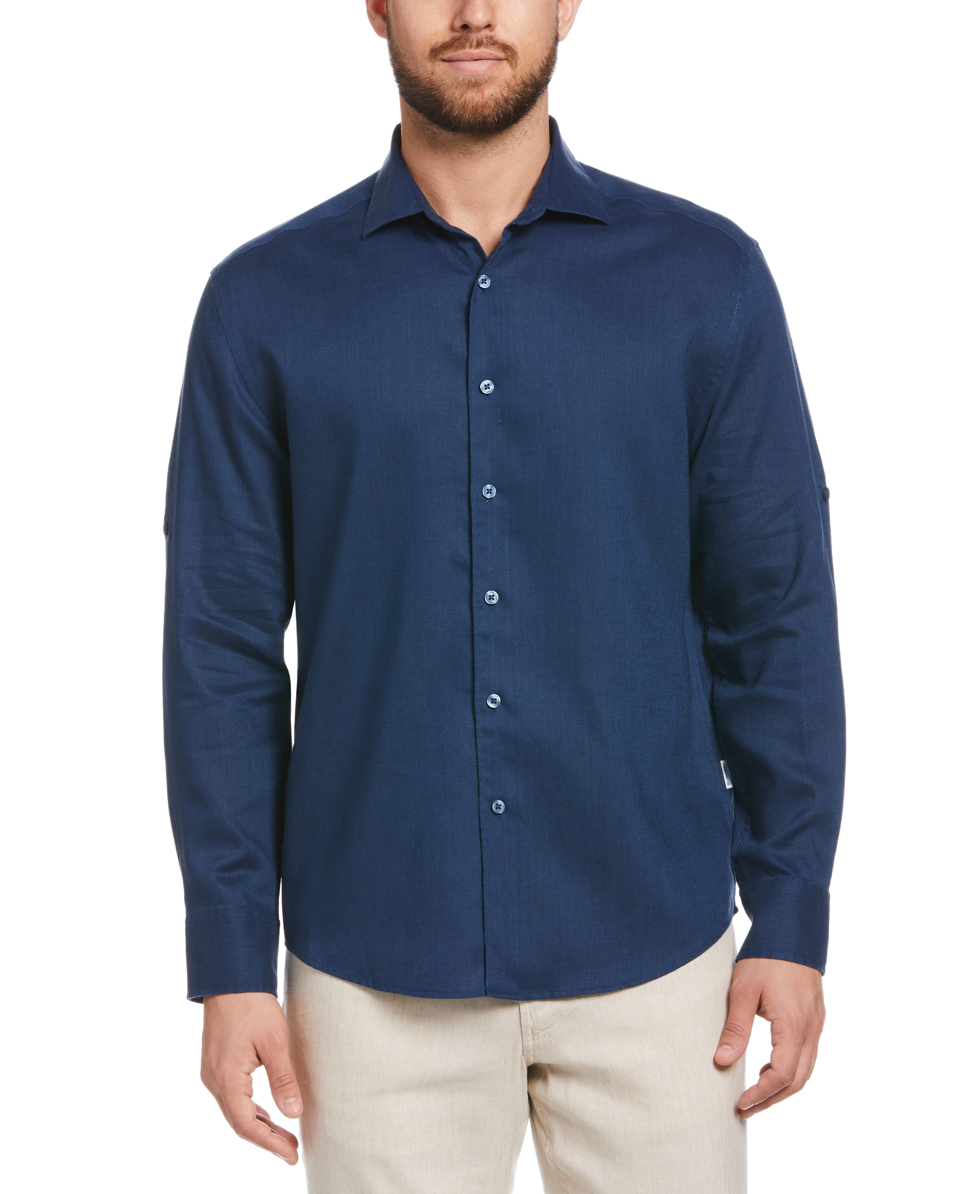 Travelselect™ Linen-Blend Rolled Sleeve Shirt - Image 77
