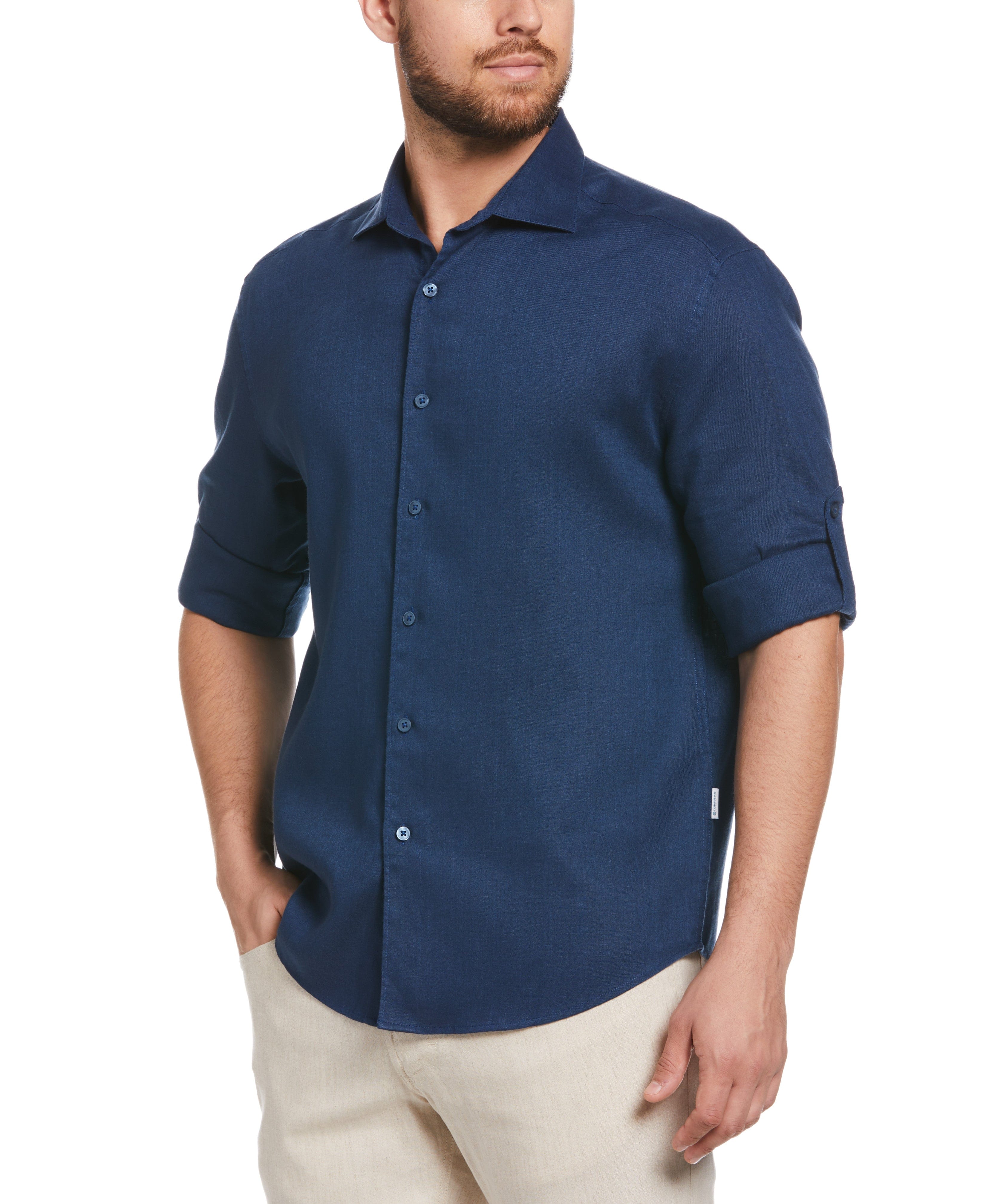 Travelselect™ Linen-Blend Rolled Sleeve Shirt - Image 81