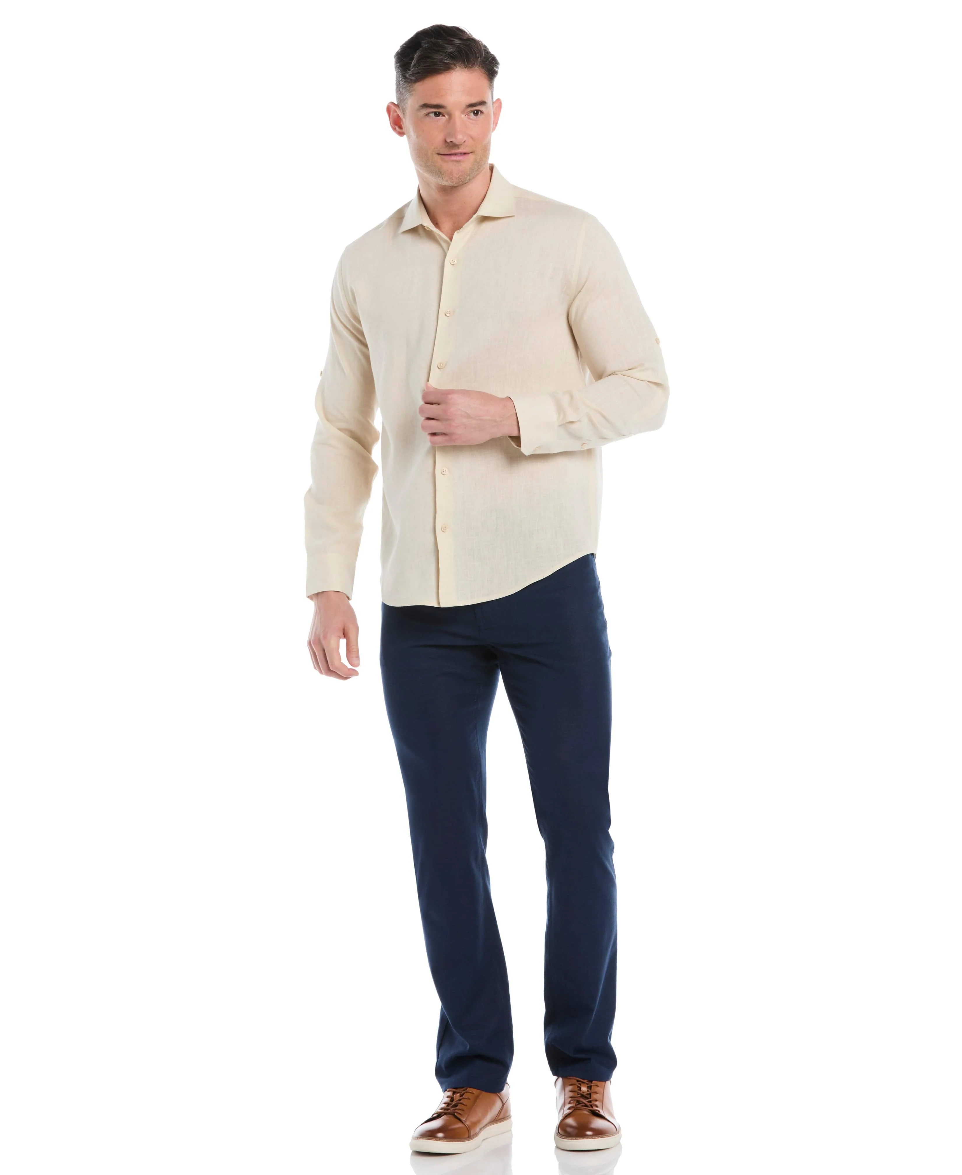 Travelselect™ Linen-Blend Rolled Sleeve Shirt - Image 86