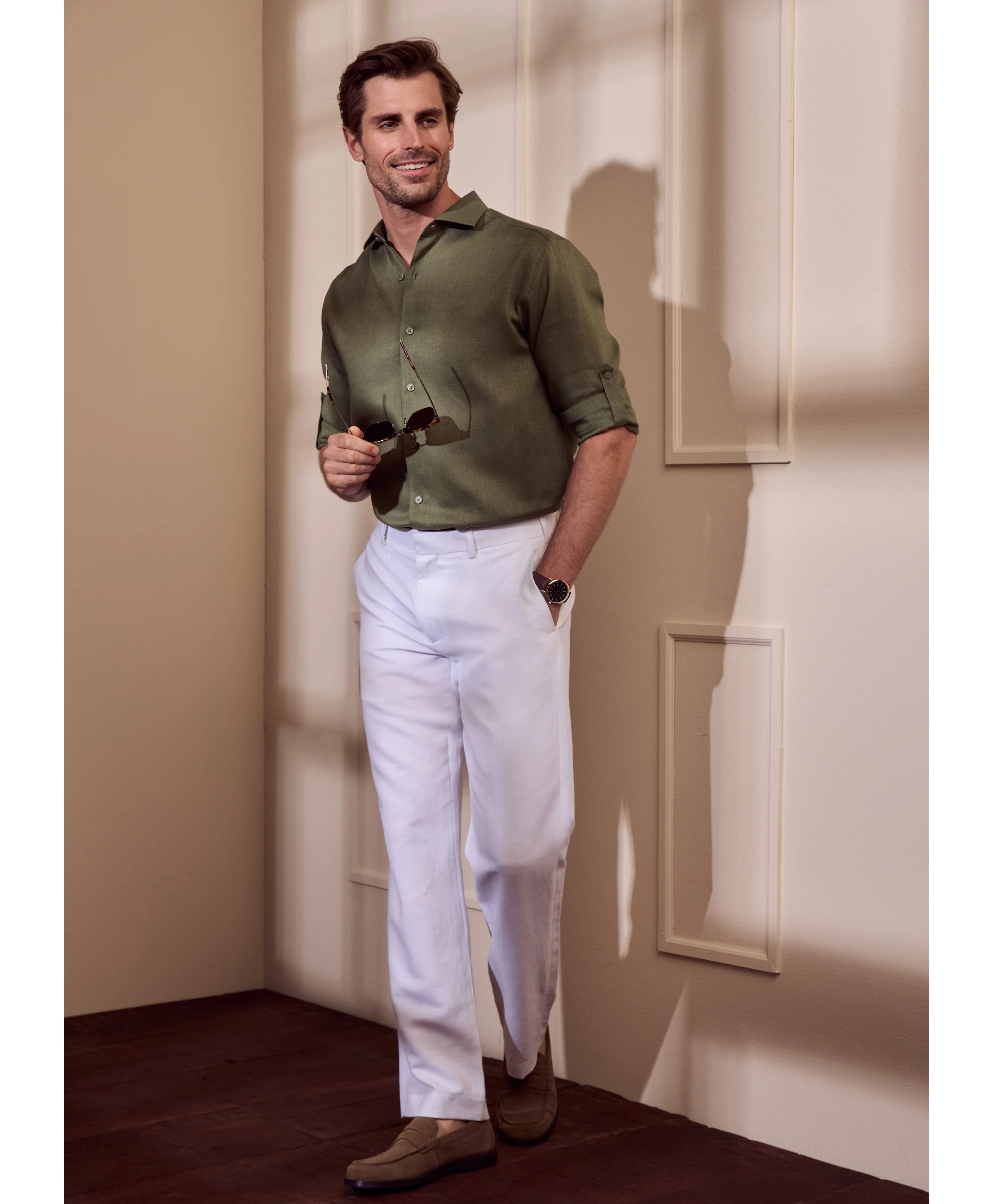 Travelselect™ Linen-Blend Rolled Sleeve Shirt - Image 9
