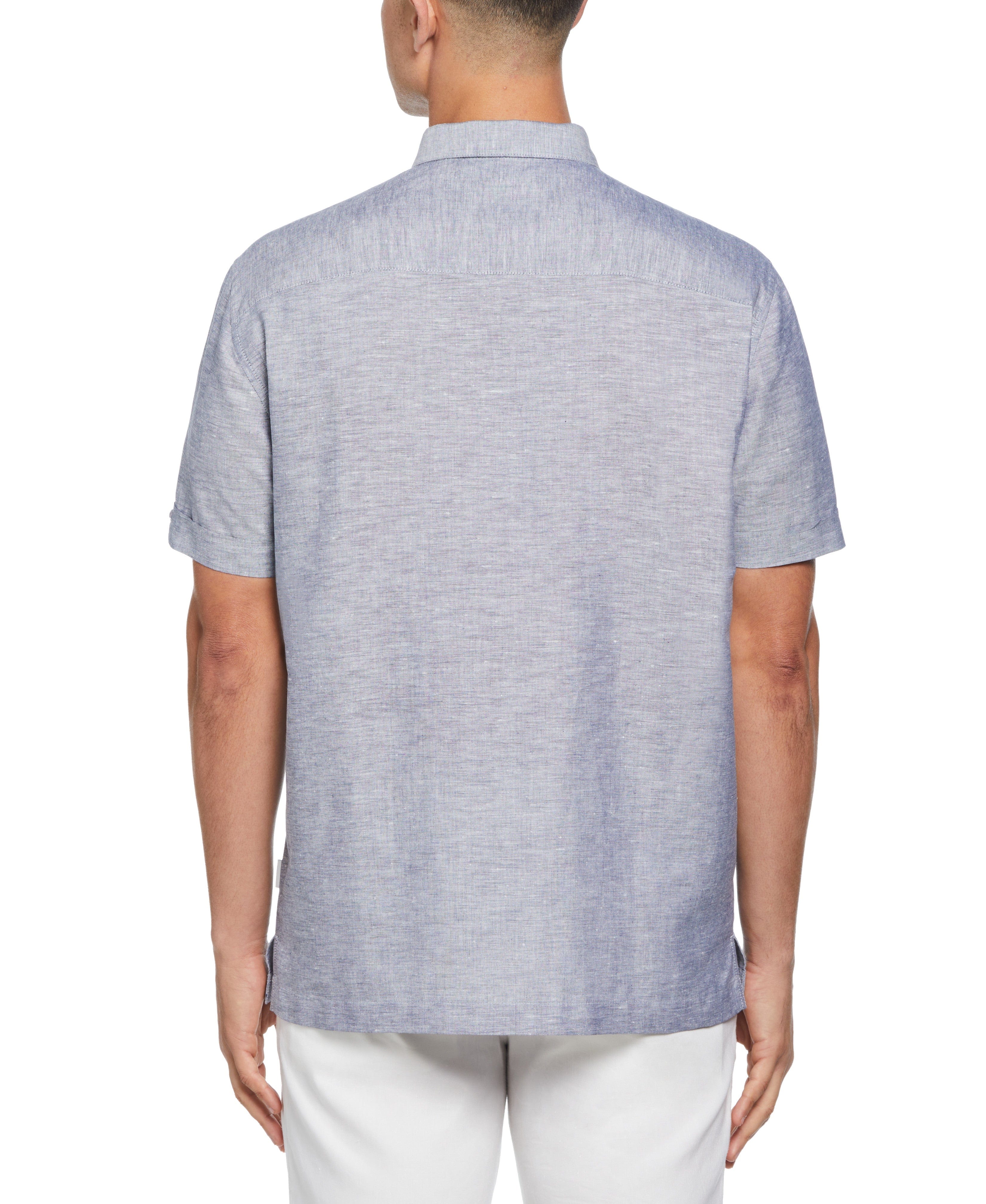 Linen Blend Yarn Dye Panel Shirt - Image 2