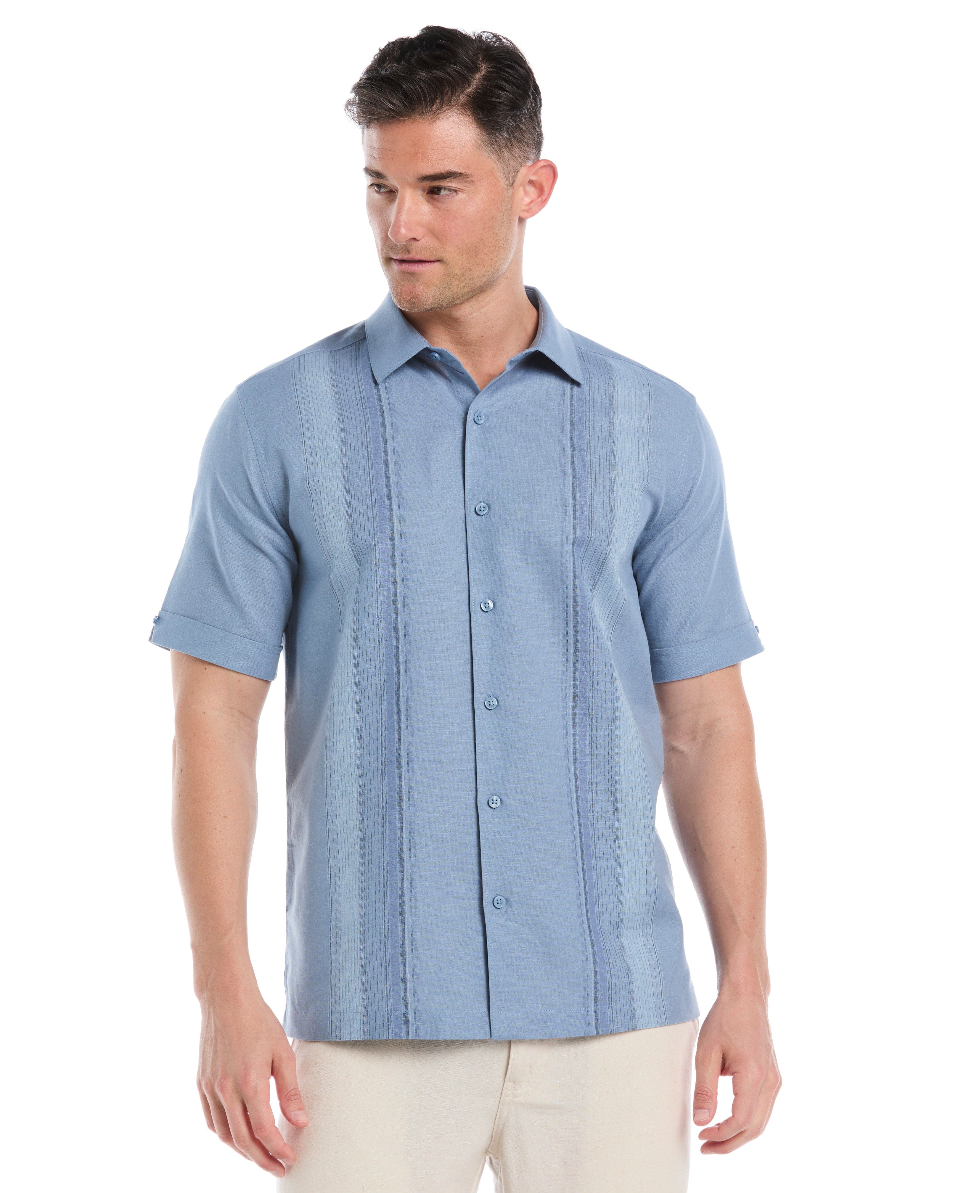Linen Blend Yarn Dye Panel Shirt - Image 14