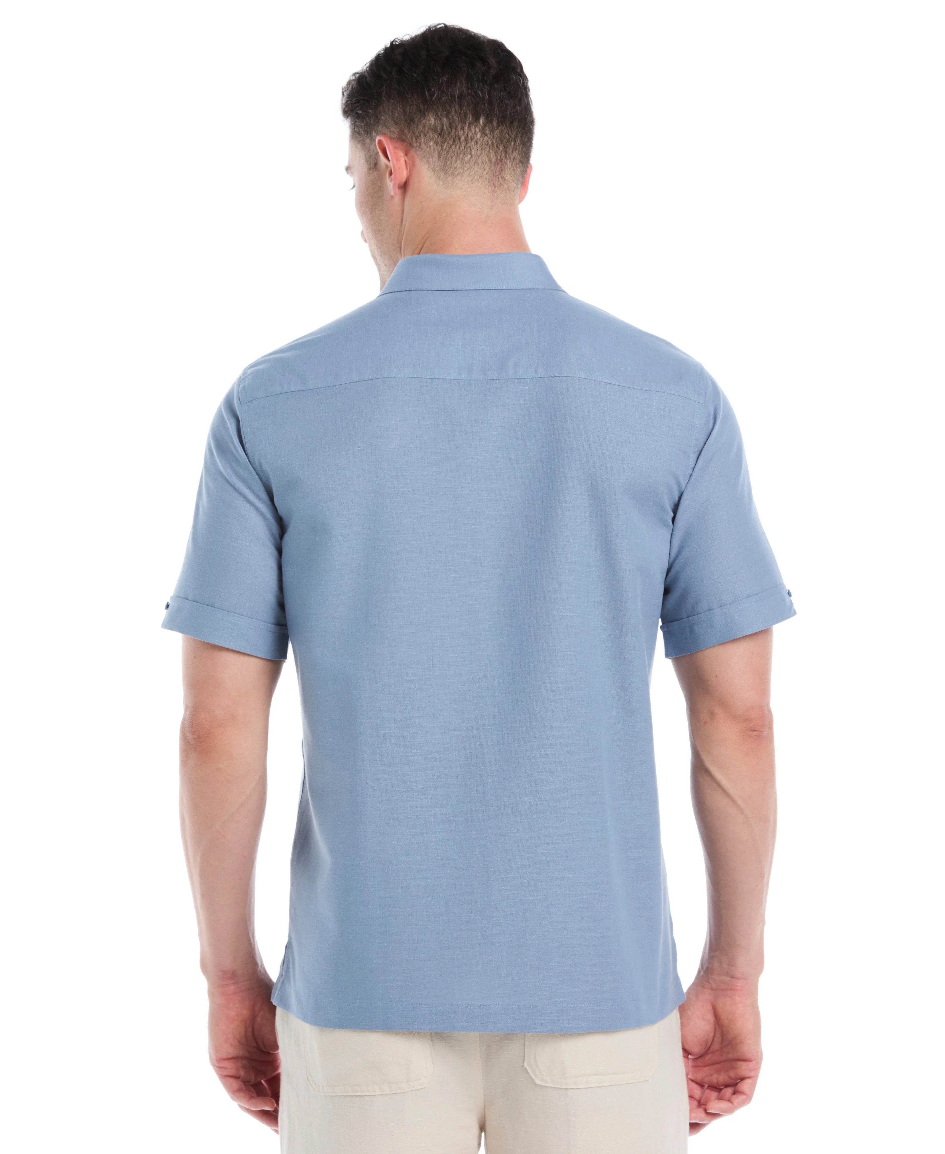Linen Blend Yarn Dye Panel Shirt - Image 16