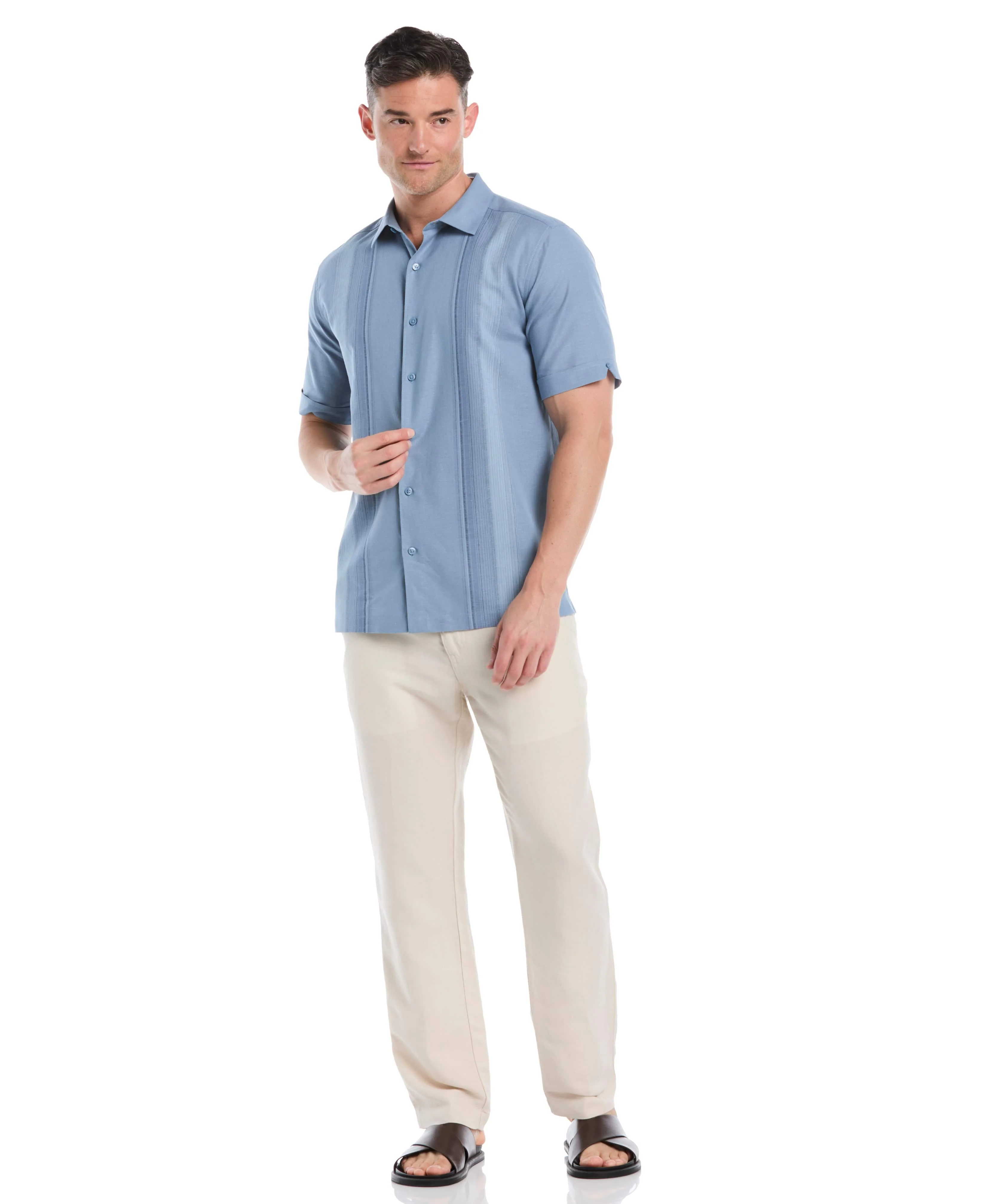 Linen Blend Yarn Dye Panel Shirt - Image 18