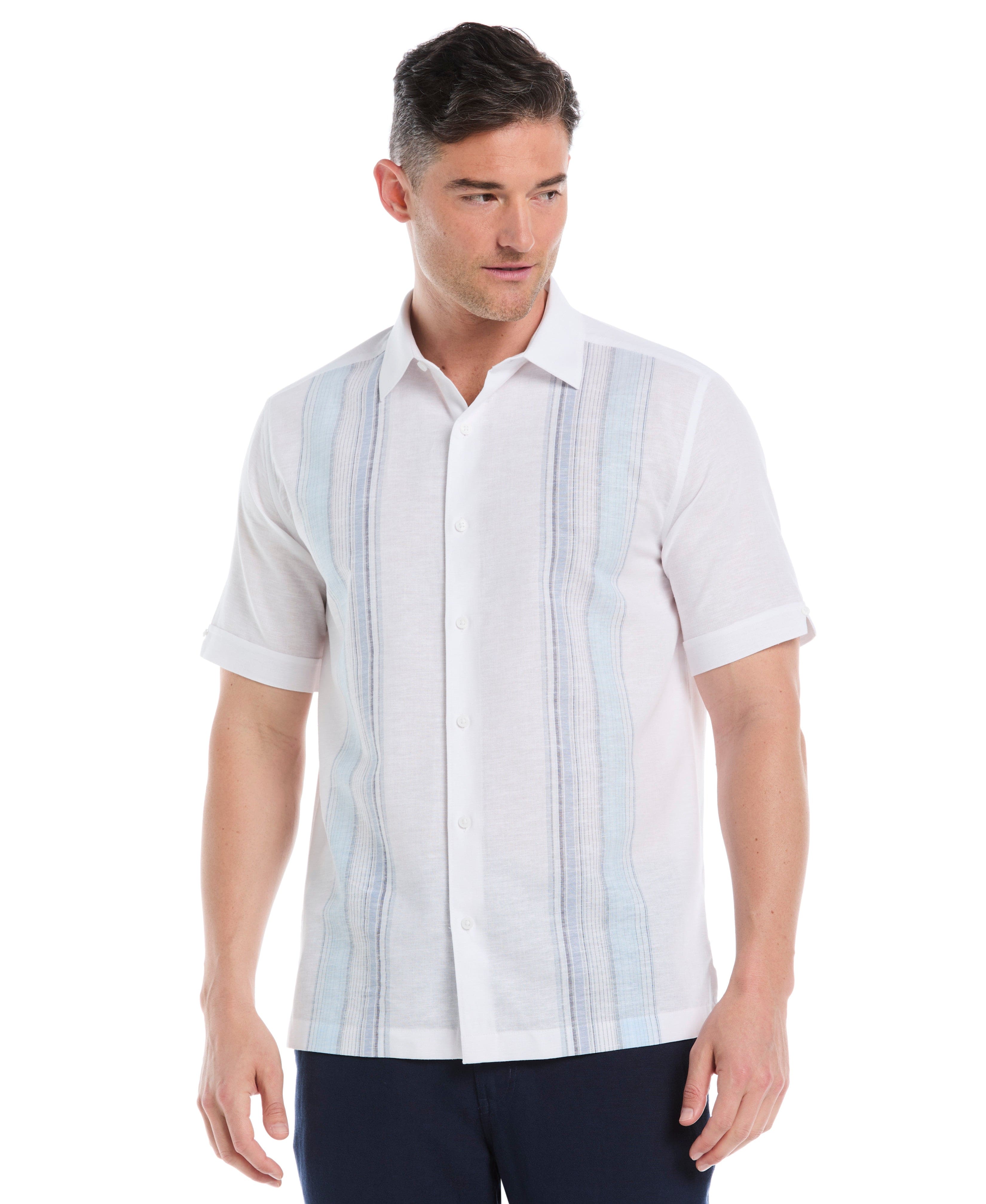 Linen Blend Yarn Dye Panel Shirt - Image 8