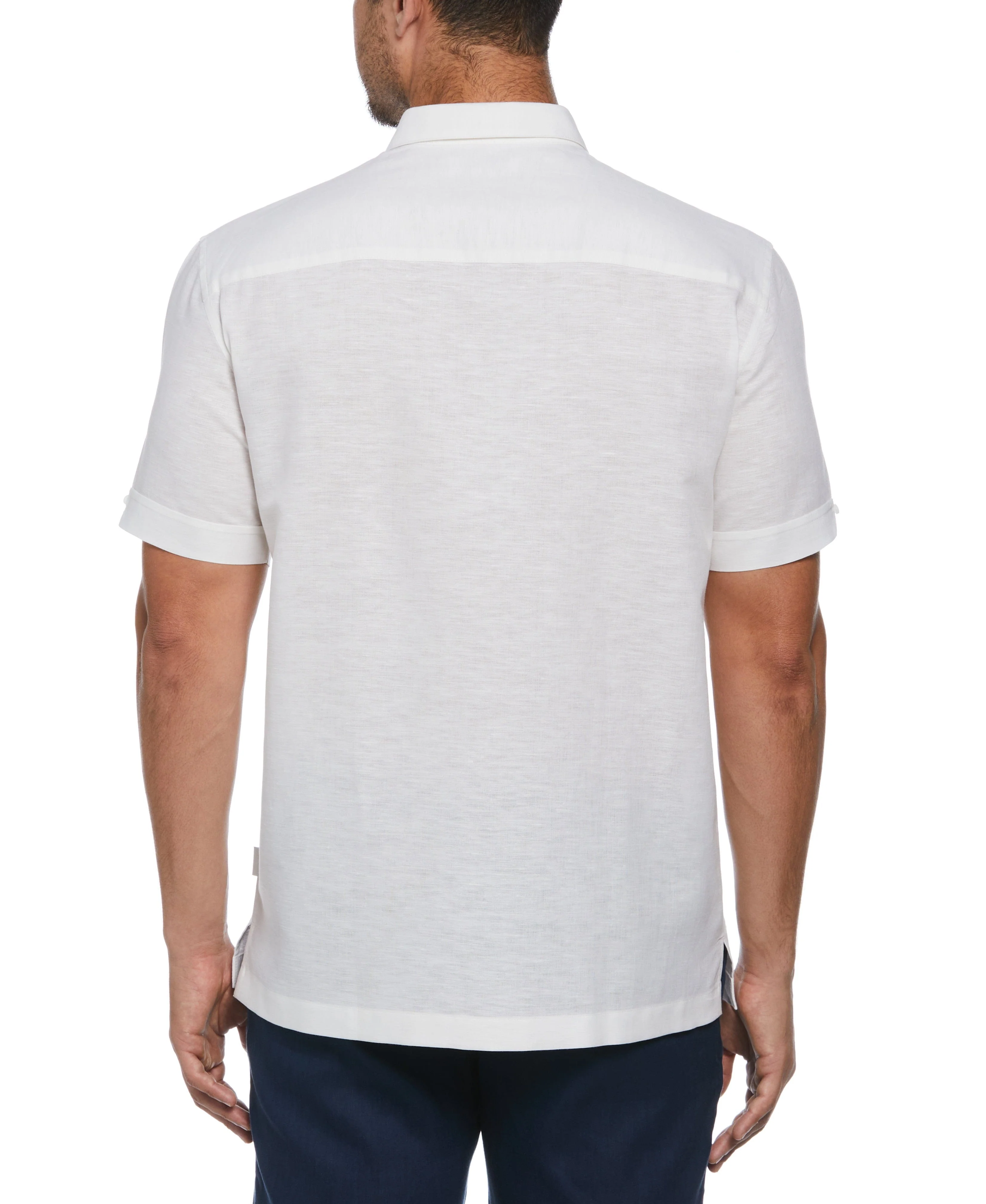 Linen Blend Yarn Dye Panel Shirt - Image 2