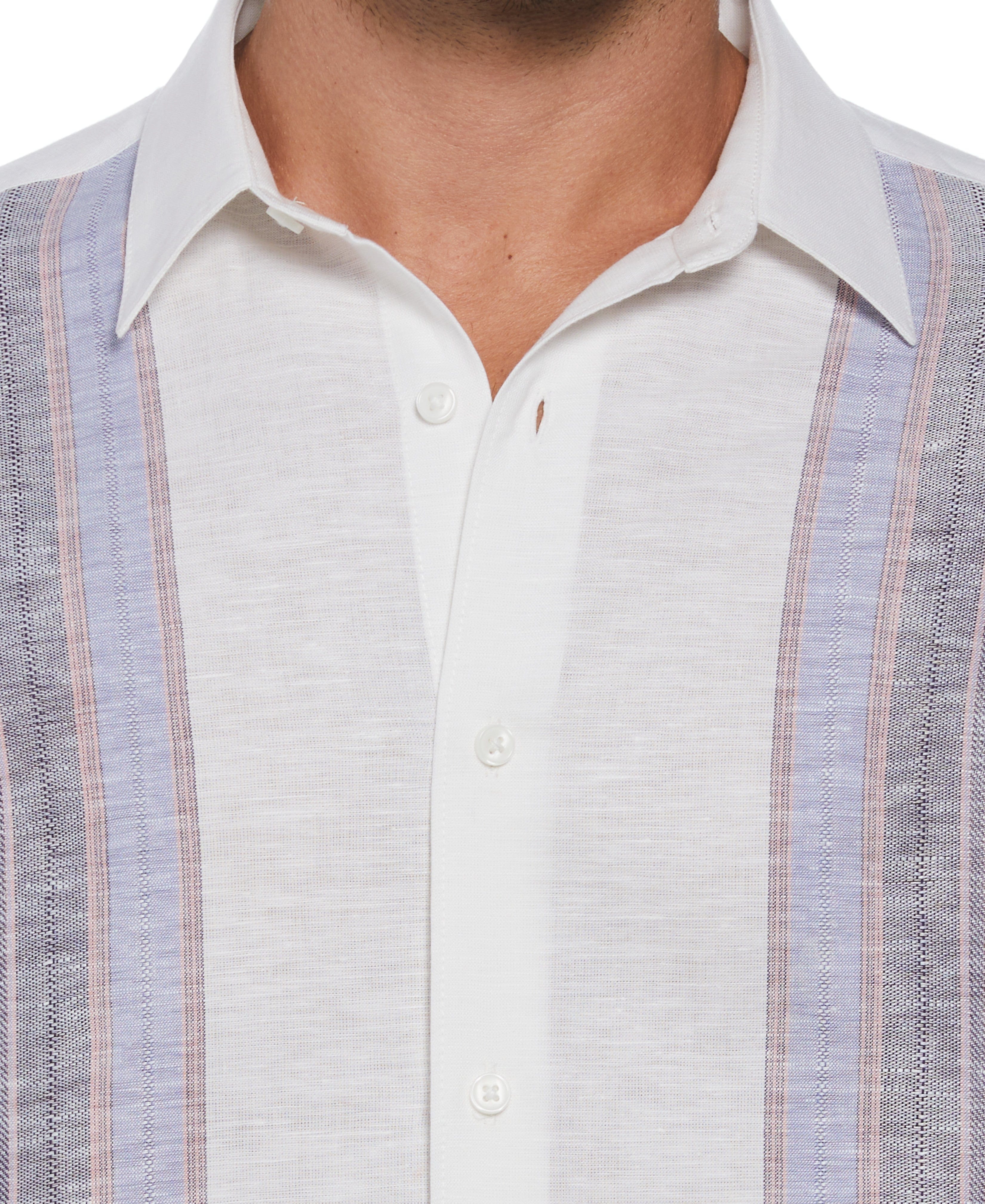 Big & Tall Linen Blend Yarn Dye Panel Shirt - Image 3