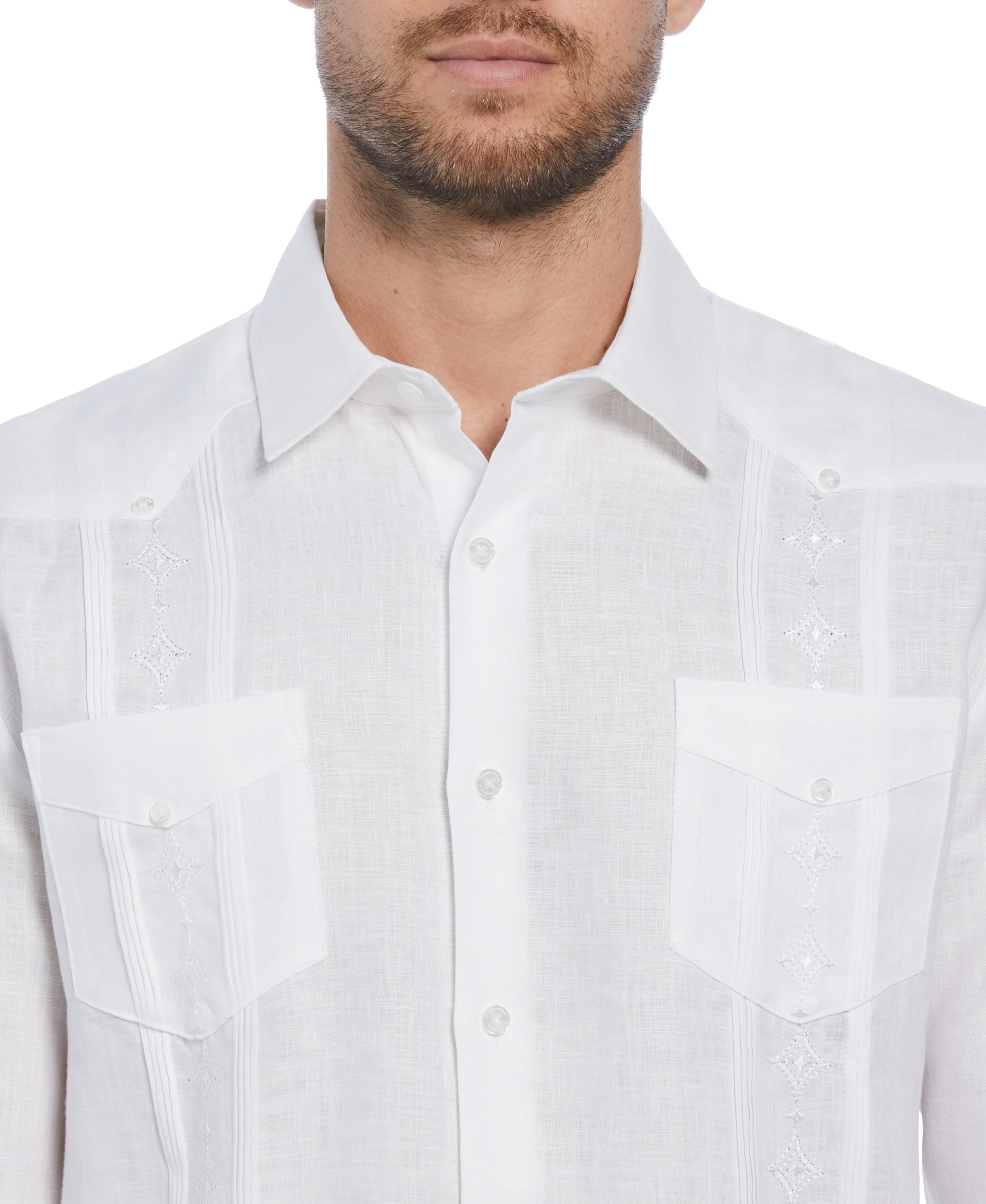 Linen Embroidered French Cuff Guayabera Shirt - Image 4