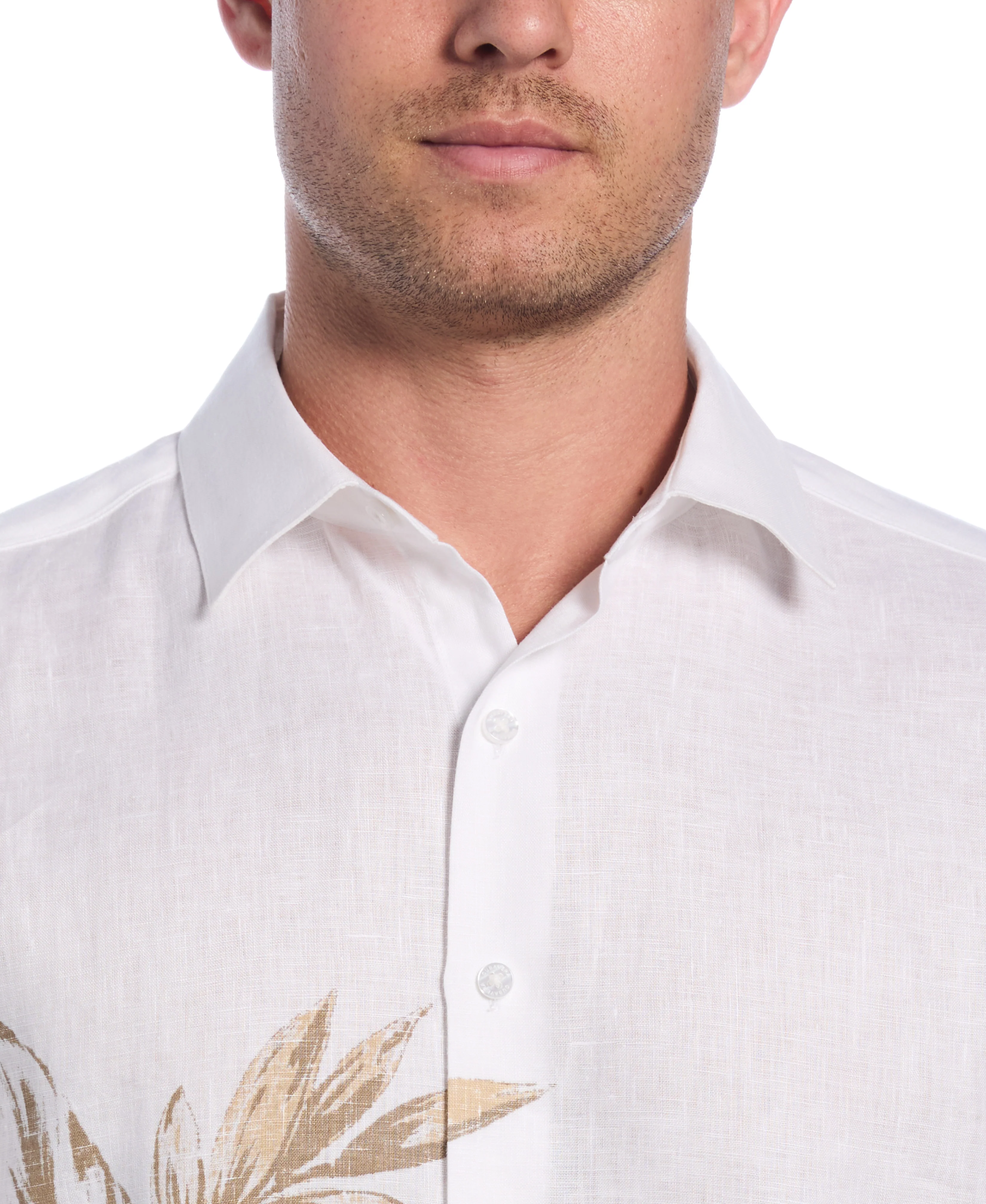 Linen Engineered Tropical Print Shirt - Image 4