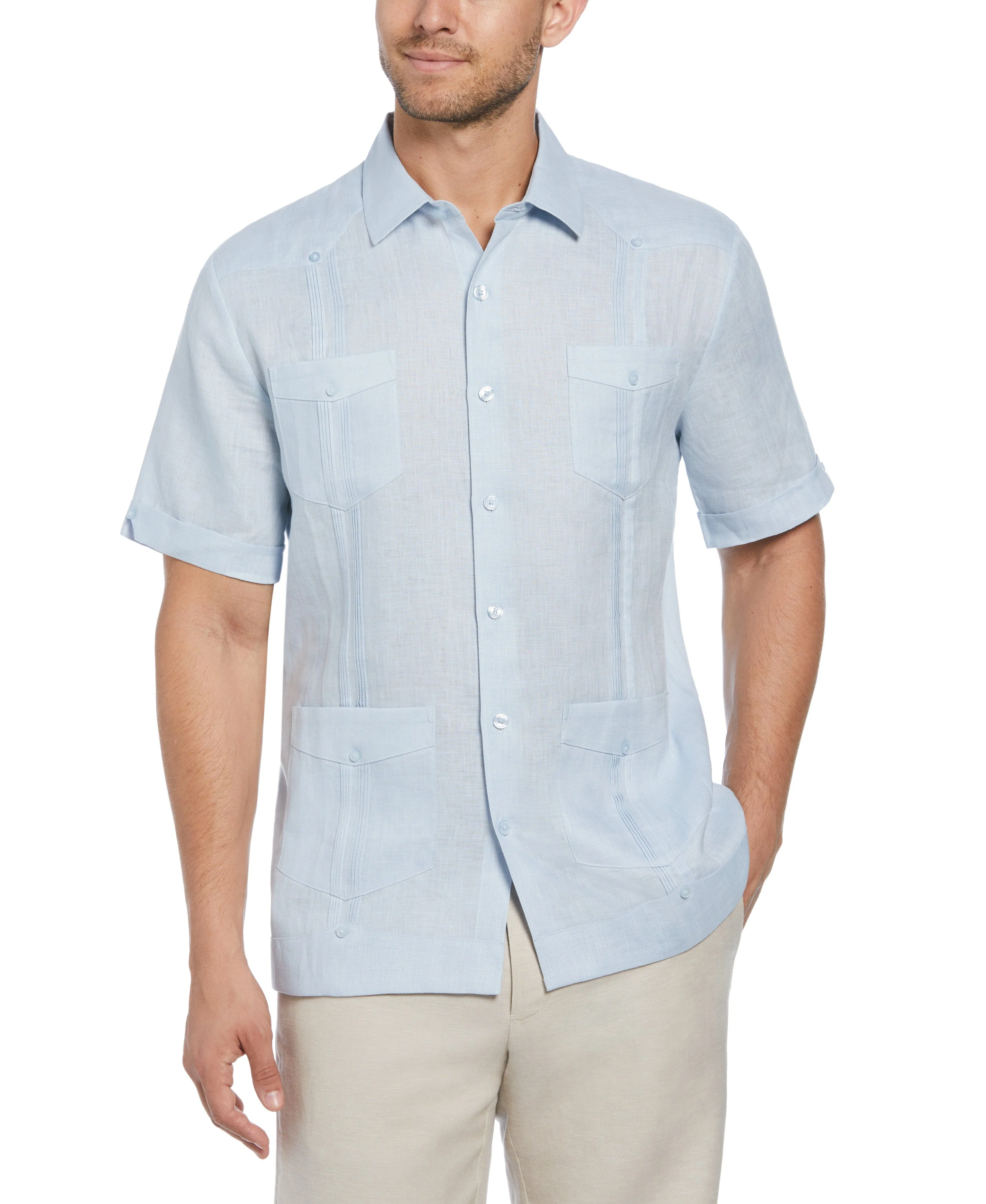 100% Linen Four-Pocket Guayabera Shirt - Image 11