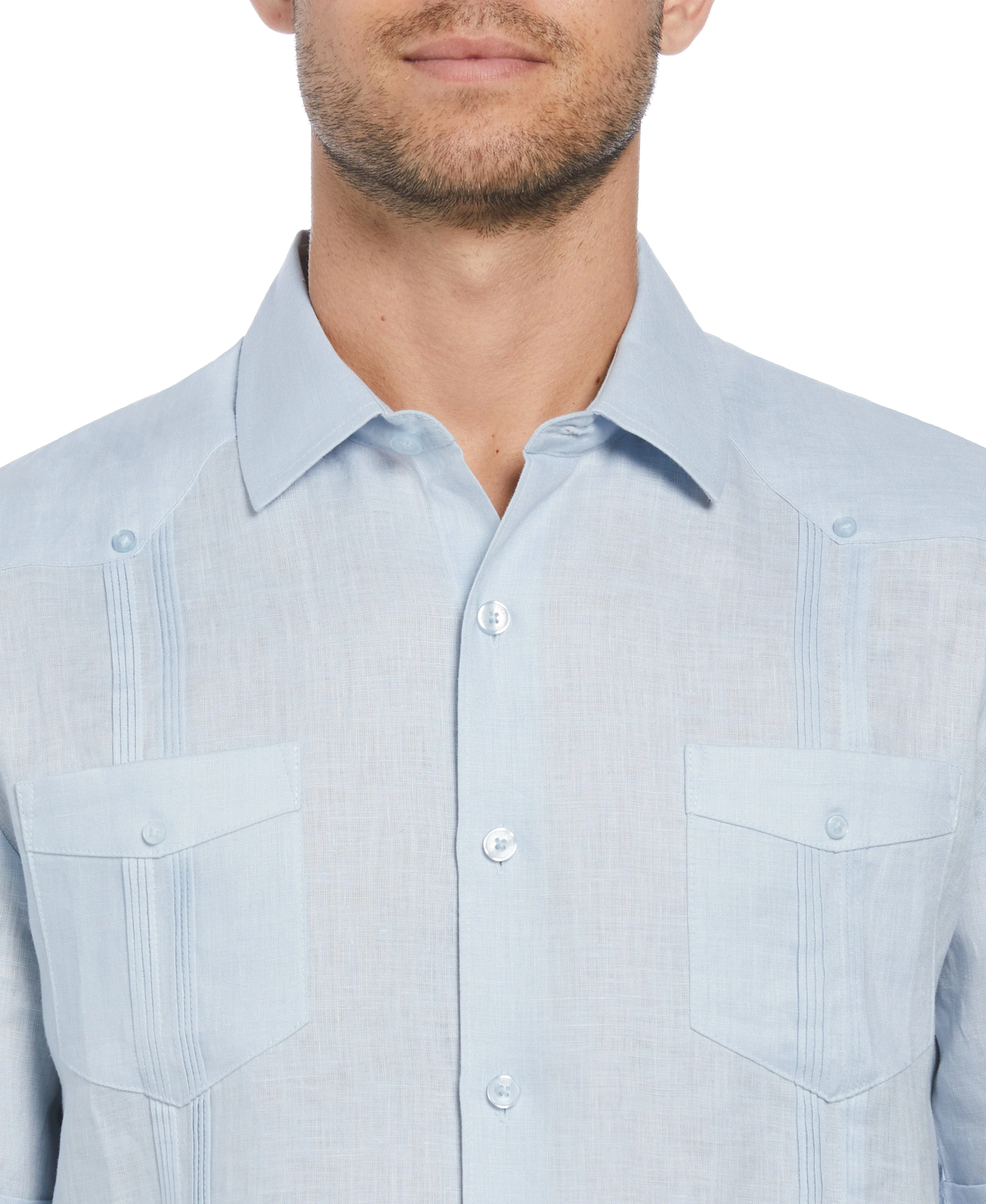100% Linen Four-Pocket Guayabera Shirt - Image 13