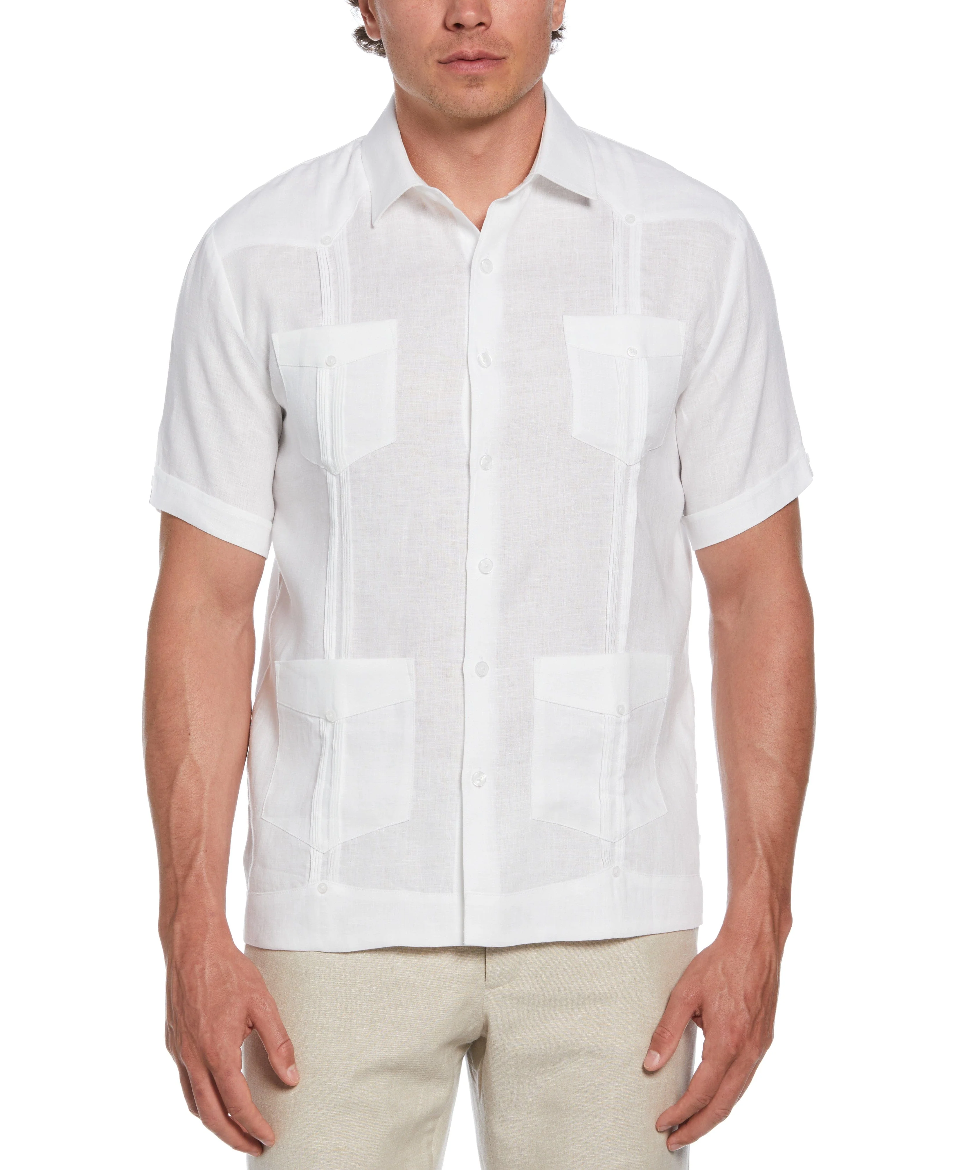 100% Linen Four-Pocket Guayabera Shirt - Image 16