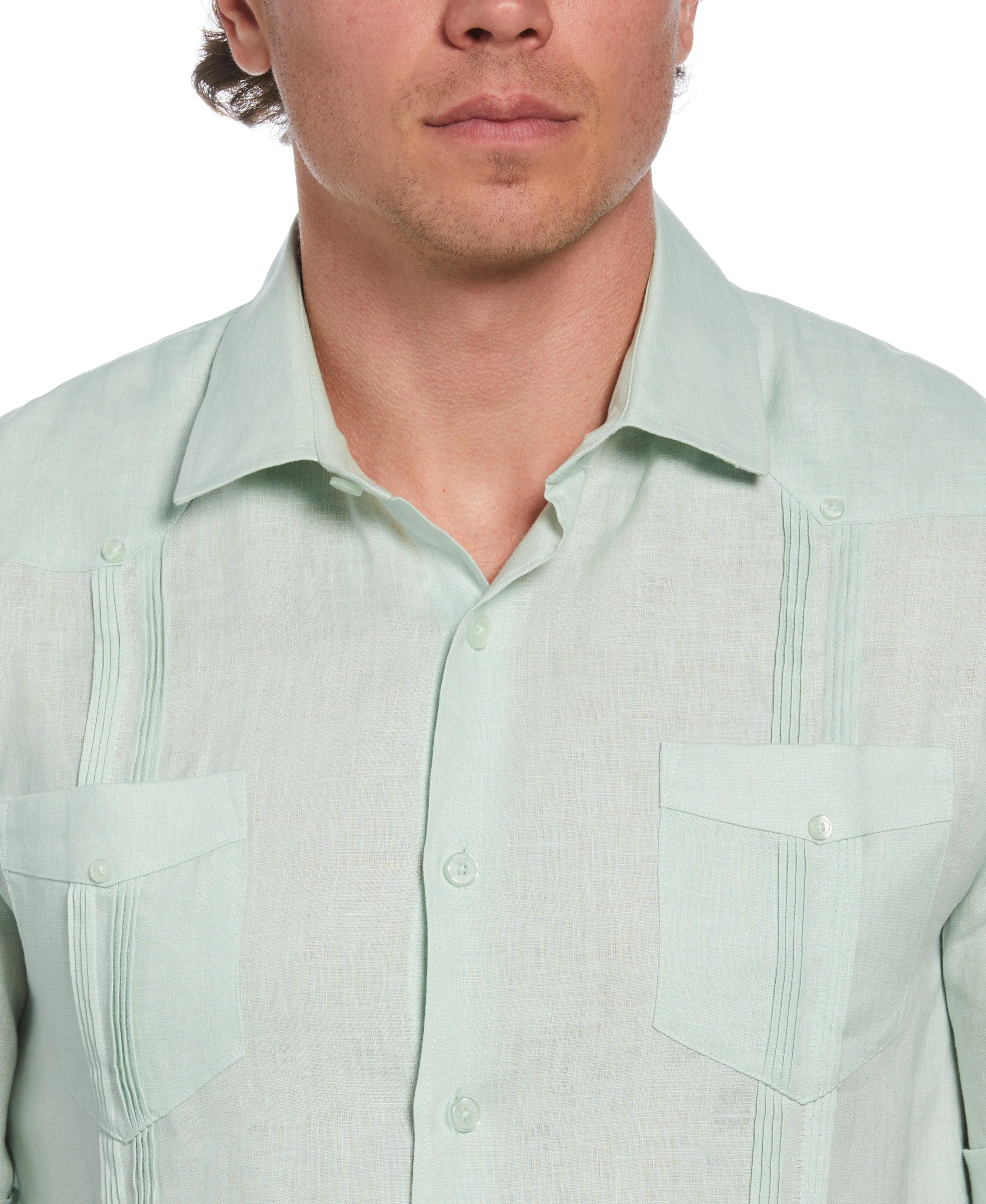 100% Linen Four-Pocket Guayabera Shirt - Image 9
