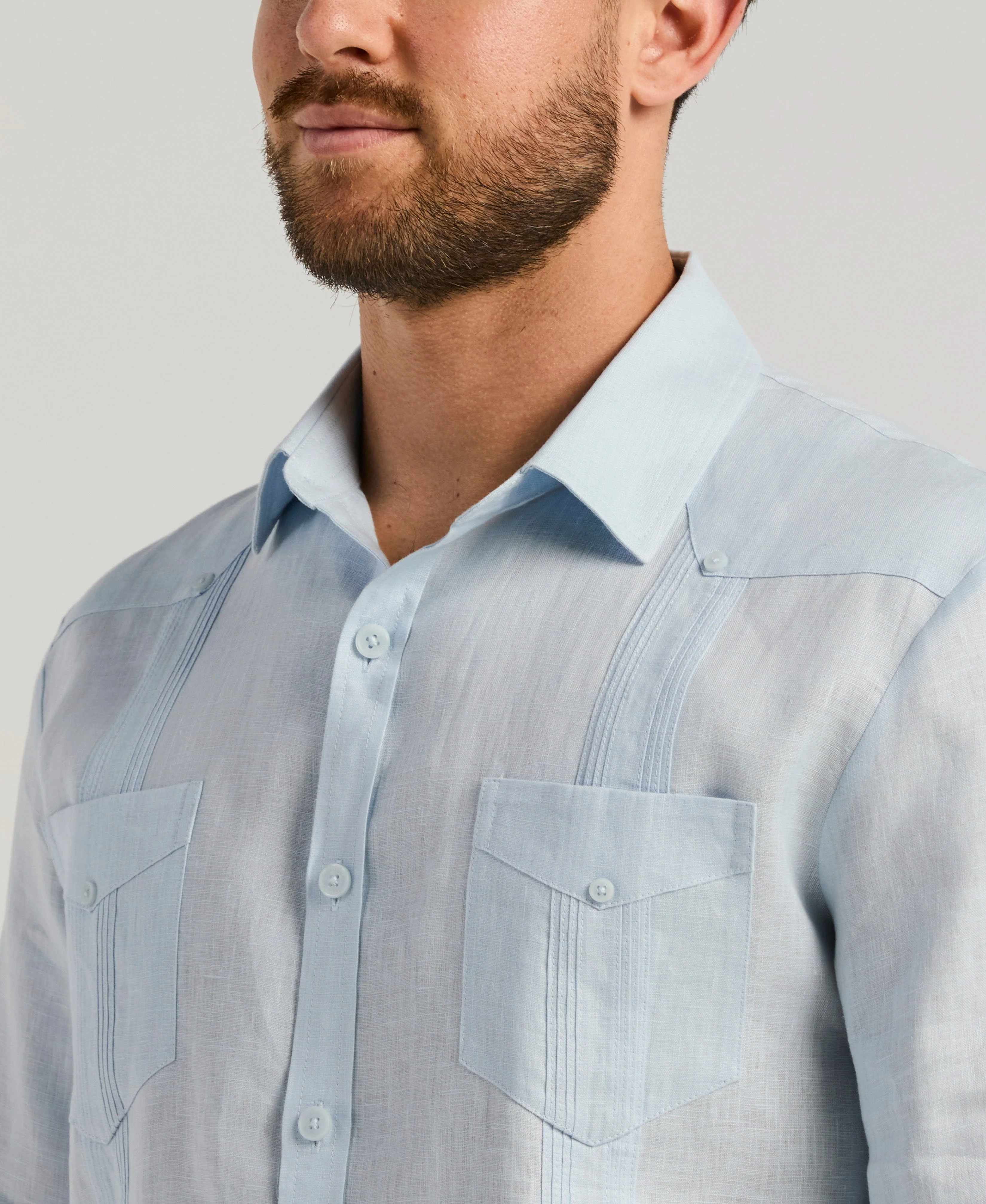 100% Linen Classic Guayabera Shirt - Long Sleeve - Image 4