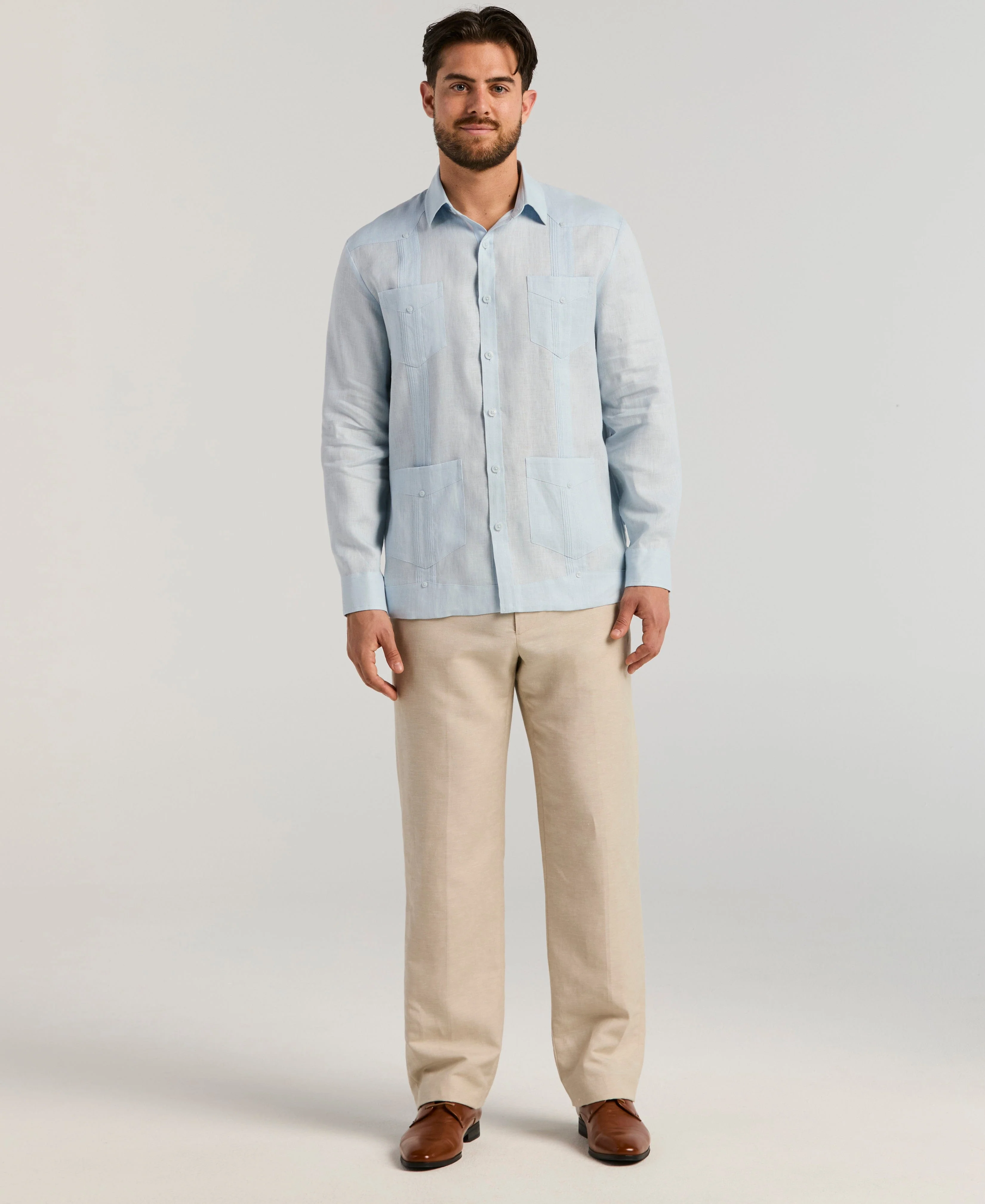 100% Linen Classic Guayabera Shirt - Long Sleeve - Image 5
