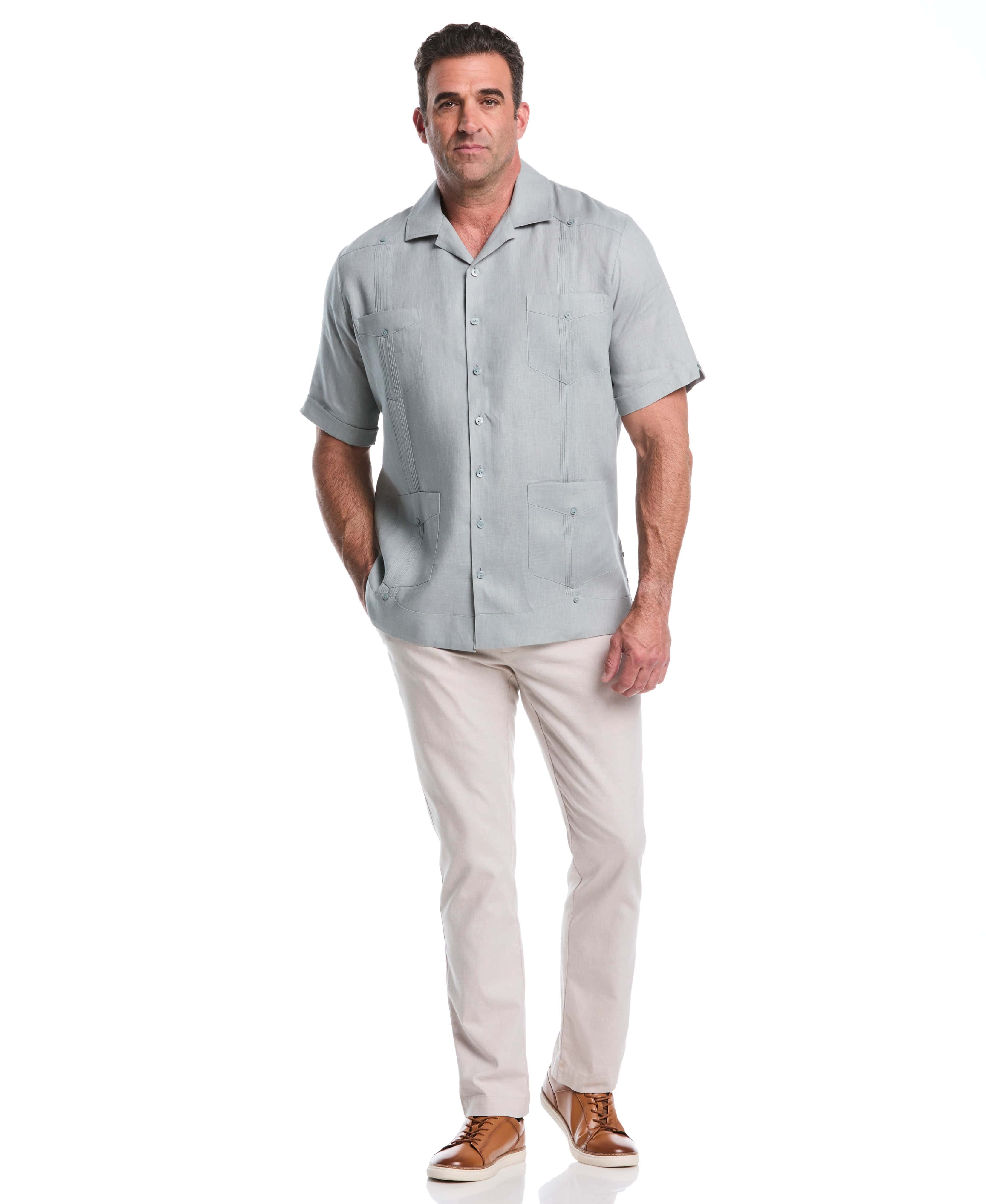 Big & Tall 100% Linen Classic Guayabera Shirt - Short Sleeve - Image 11