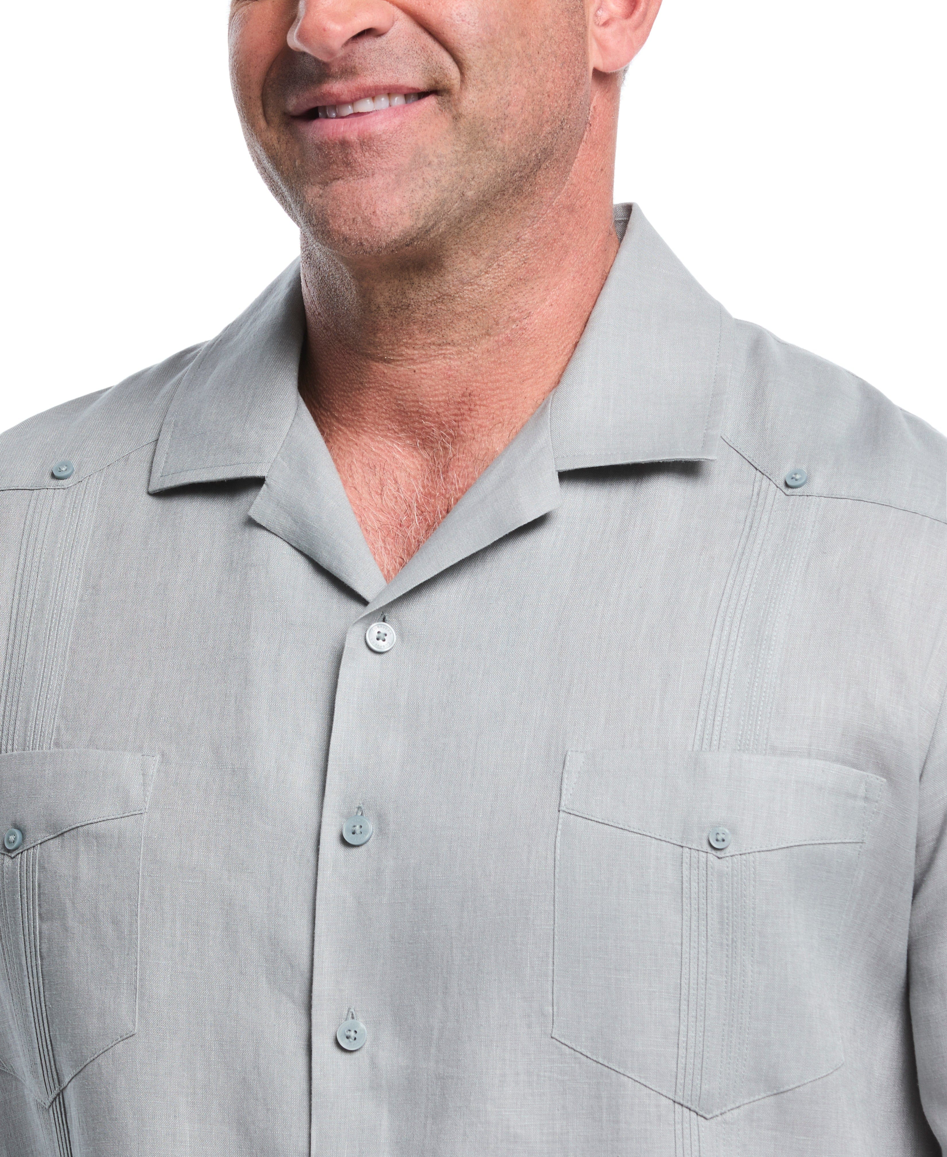 Big & Tall 100% Linen Classic Guayabera Shirt - Short Sleeve - Image 12