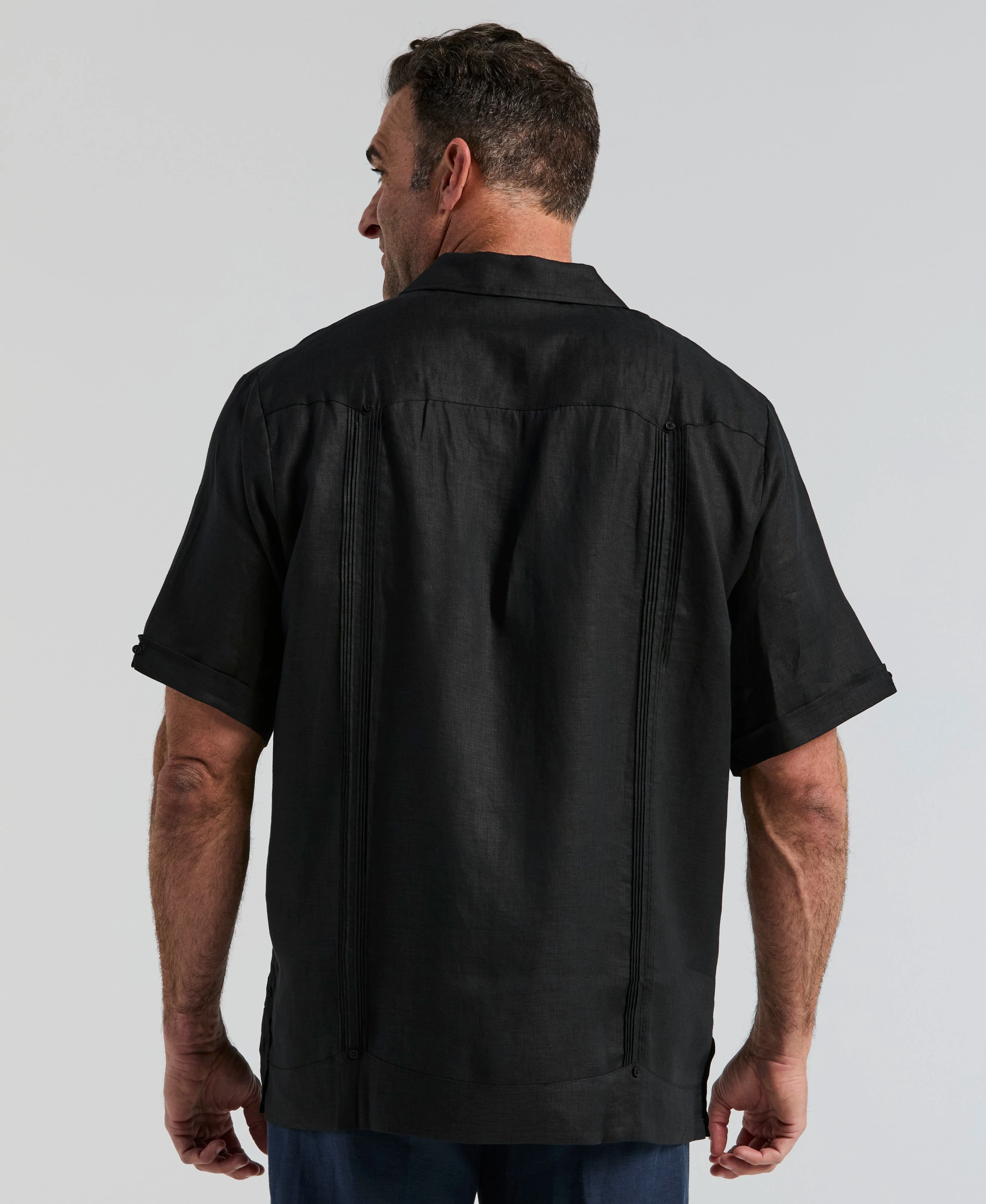 Big & Tall 100% Linen Classic Guayabera Shirt - Short Sleeve - Image 2