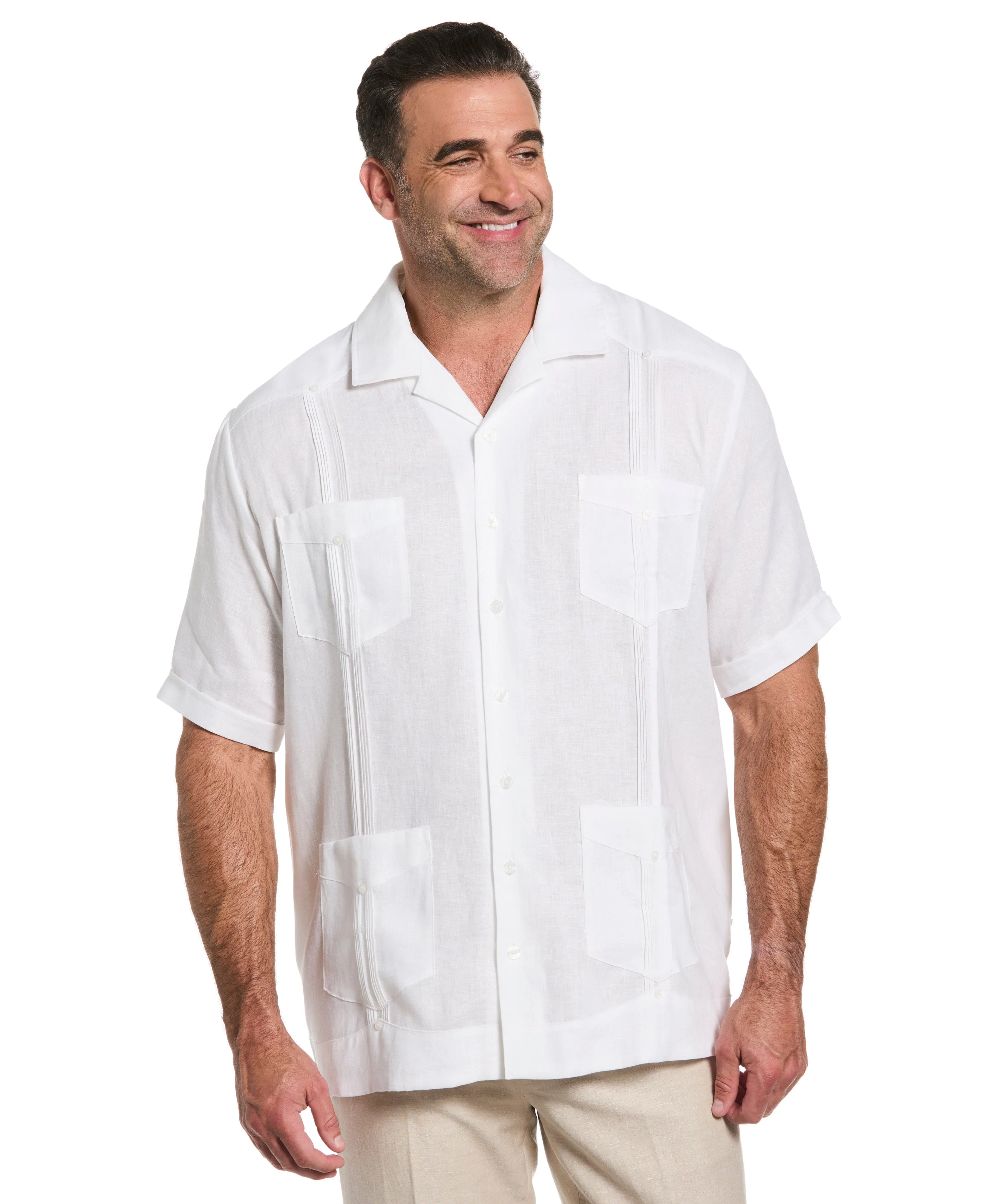 Big & Tall 100% Linen Classic Guayabera Shirt - Short Sleeve - Image 25