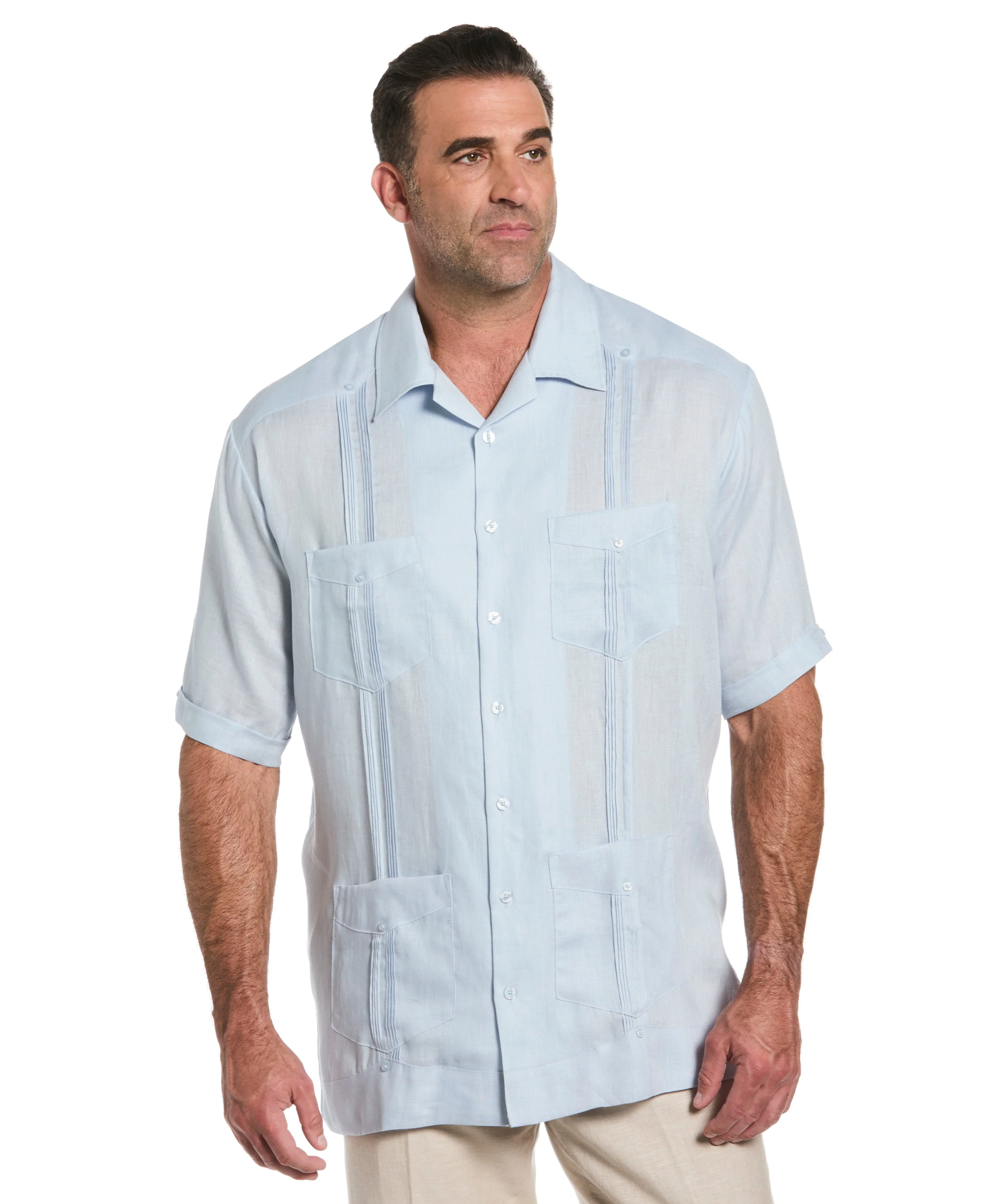 Big & Tall 100% Linen Classic Guayabera Shirt - Short Sleeve - Image 30