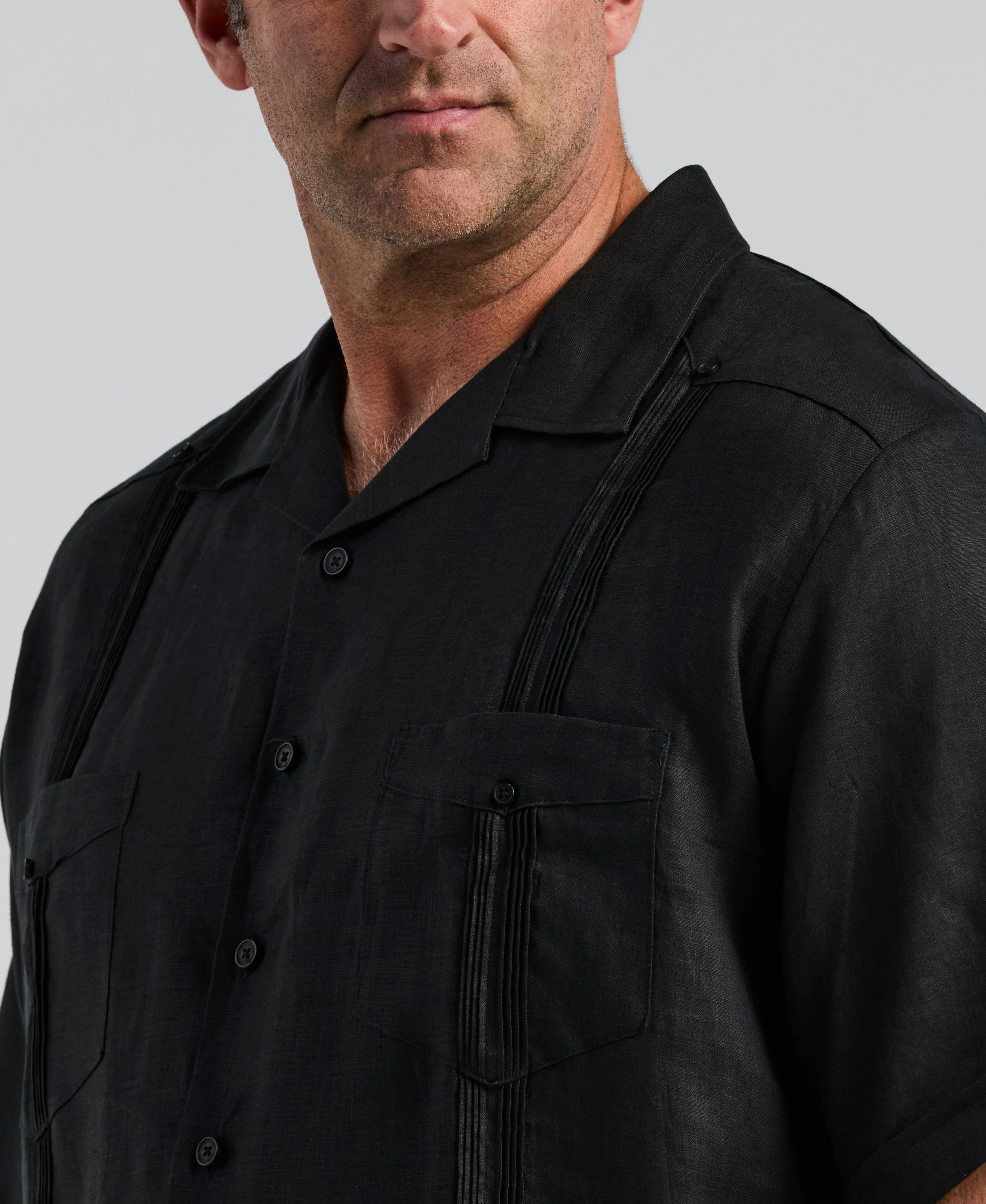 Big & Tall 100% Linen Classic Guayabera Shirt - Short Sleeve - Image 4