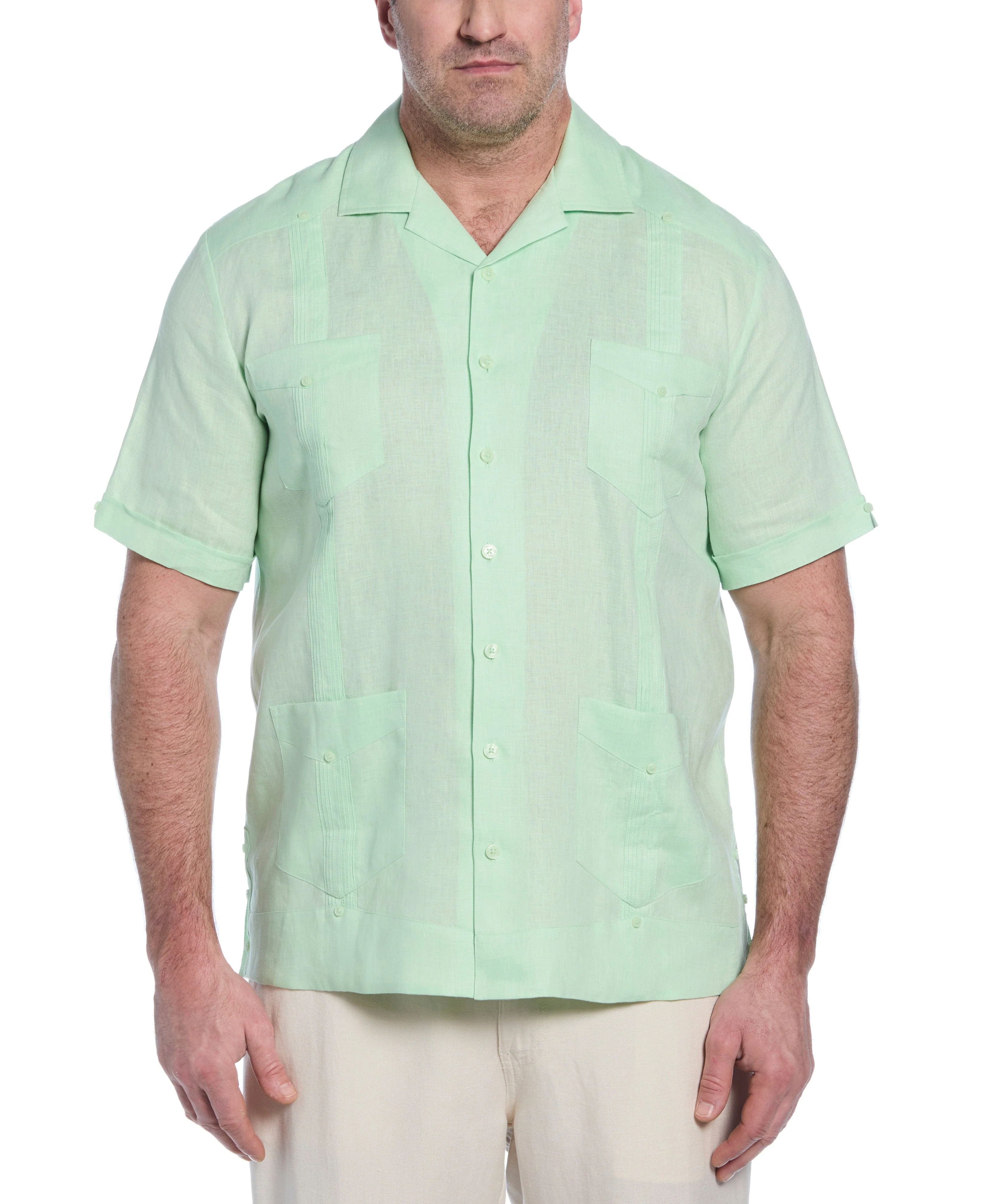 Big & Tall 100% Linen Classic Guayabera Shirt - Short Sleeve - Image 40