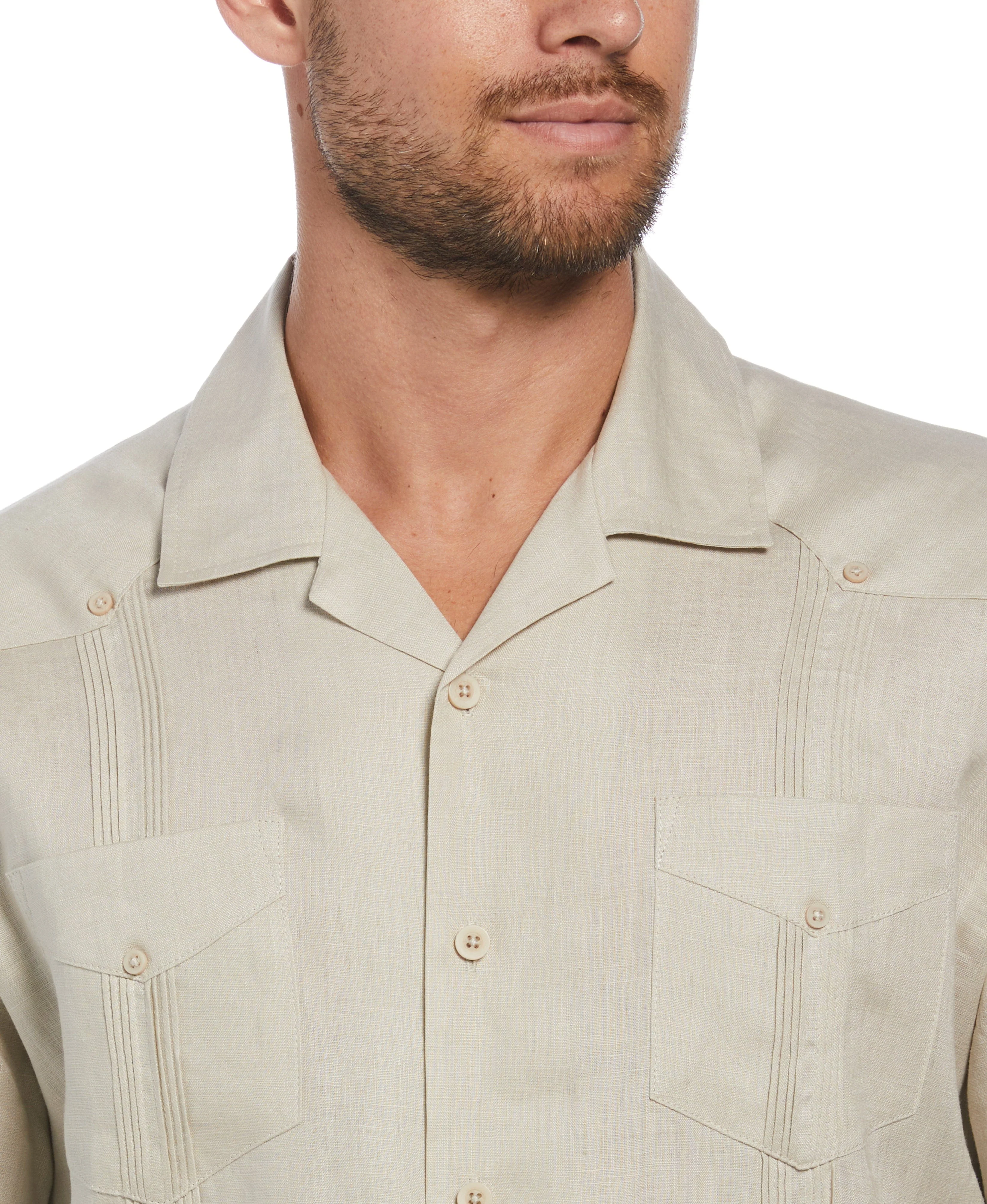 Big & Tall 100% Linen Classic Guayabera Shirt - Short Sleeve - Image 48