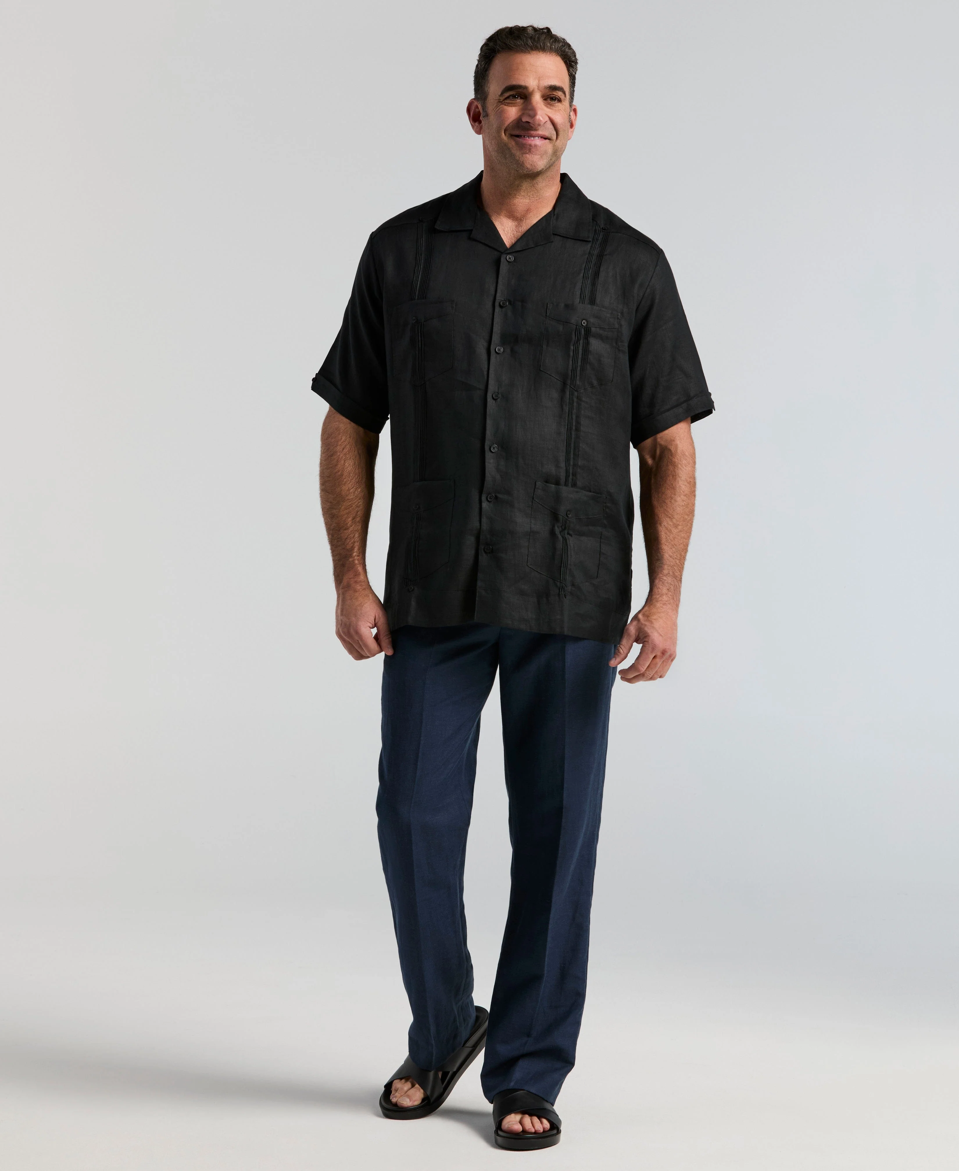 Big & Tall 100% Linen Classic Guayabera Shirt - Short Sleeve - Image 5