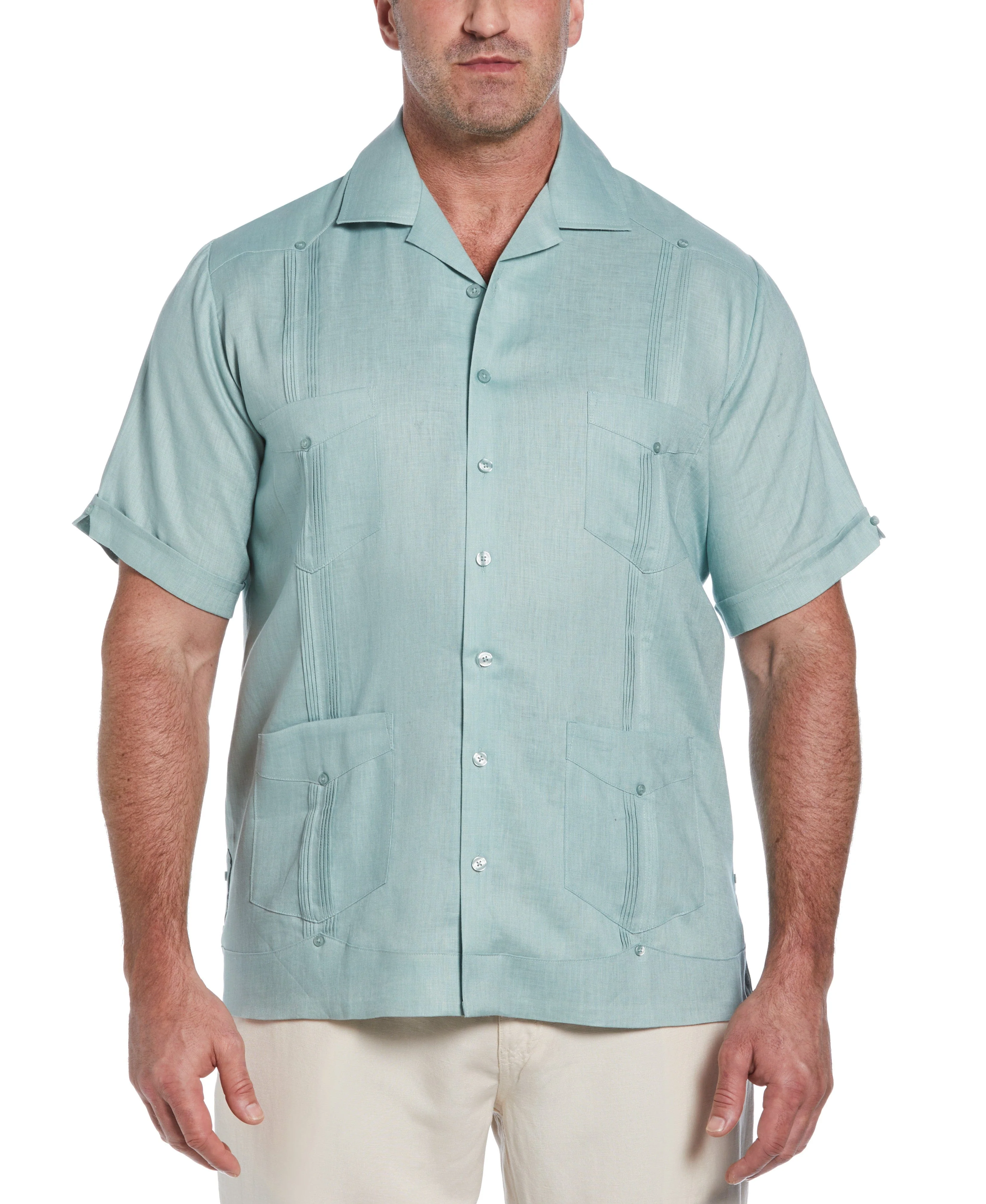 Big & Tall 100% Linen Classic Guayabera Shirt - Short Sleeve - Image 50