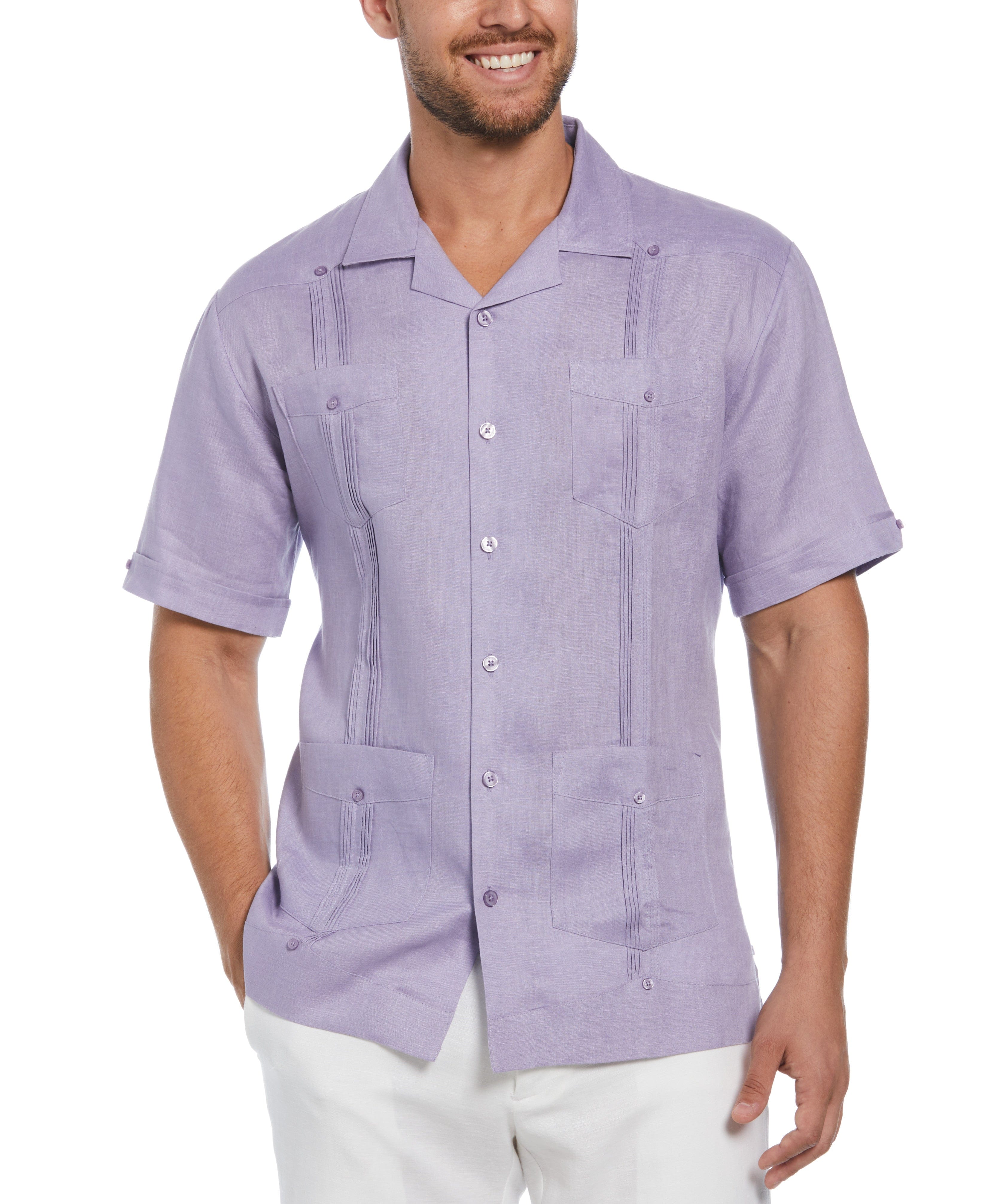 Big & Tall 100% Linen Classic Guayabera Shirt - Short Sleeve - Image 55