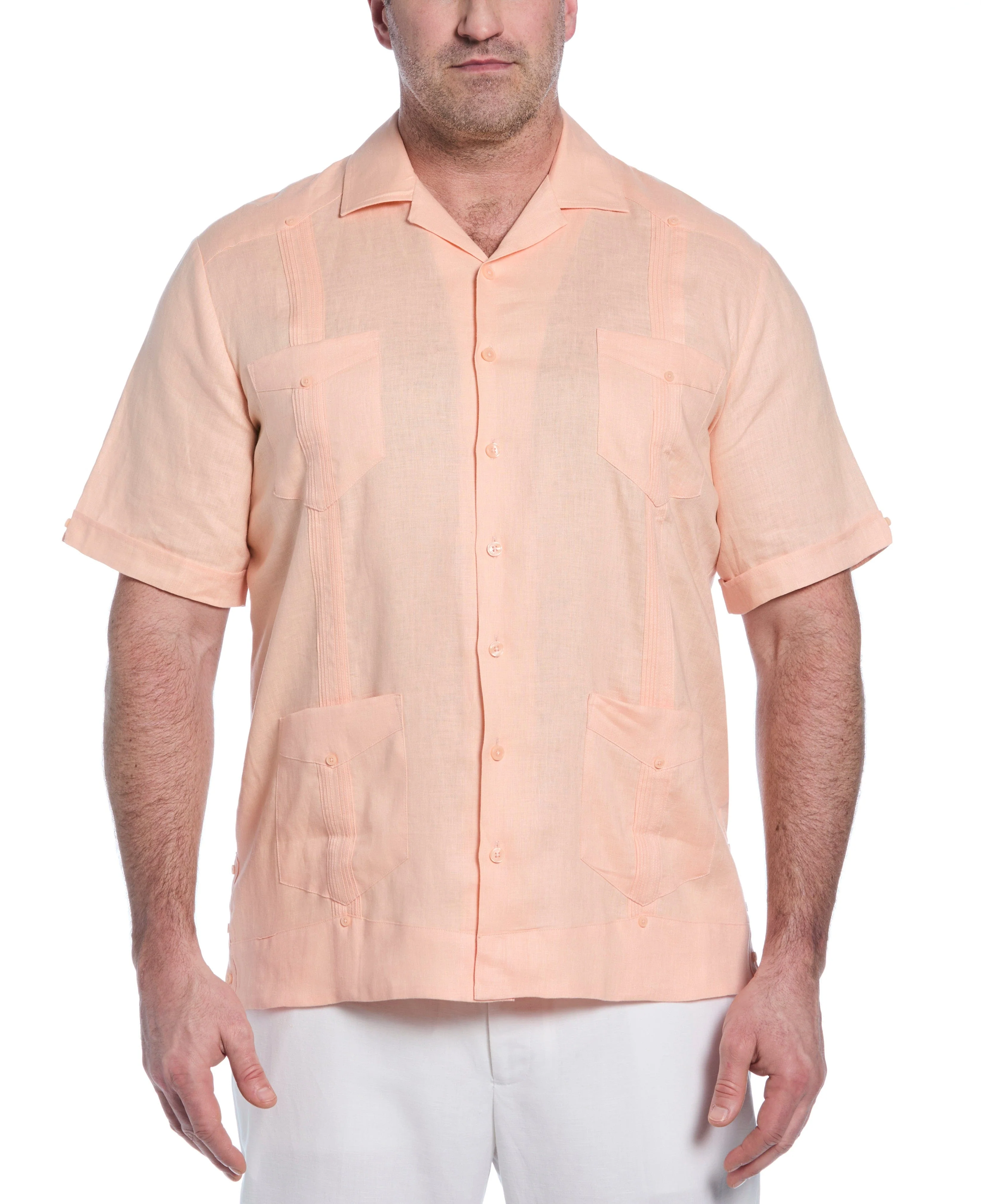 Big & Tall 100% Linen Classic Guayabera Shirt - Short Sleeve - Image 60