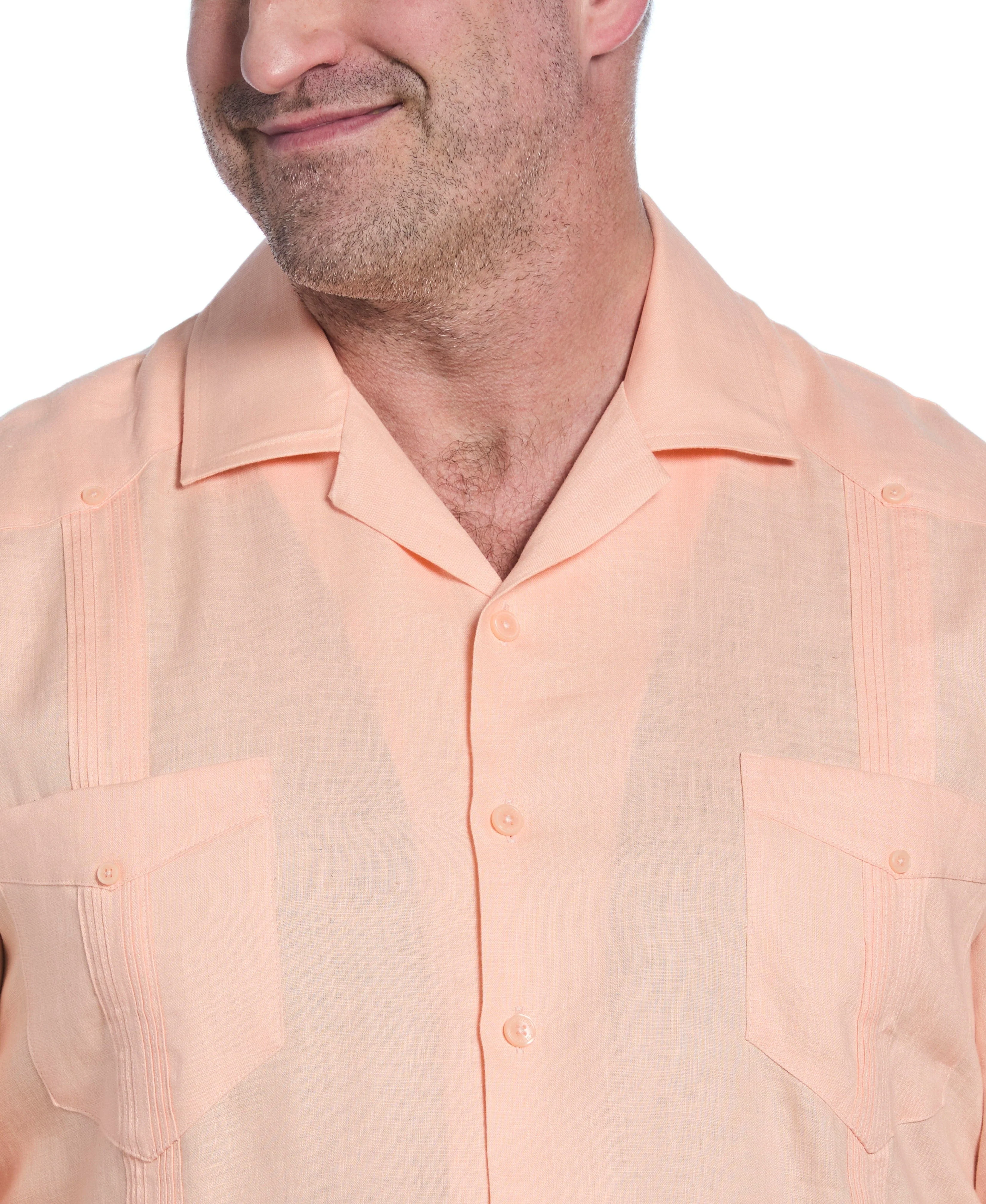 Big & Tall 100% Linen Classic Guayabera Shirt - Short Sleeve - Image 63