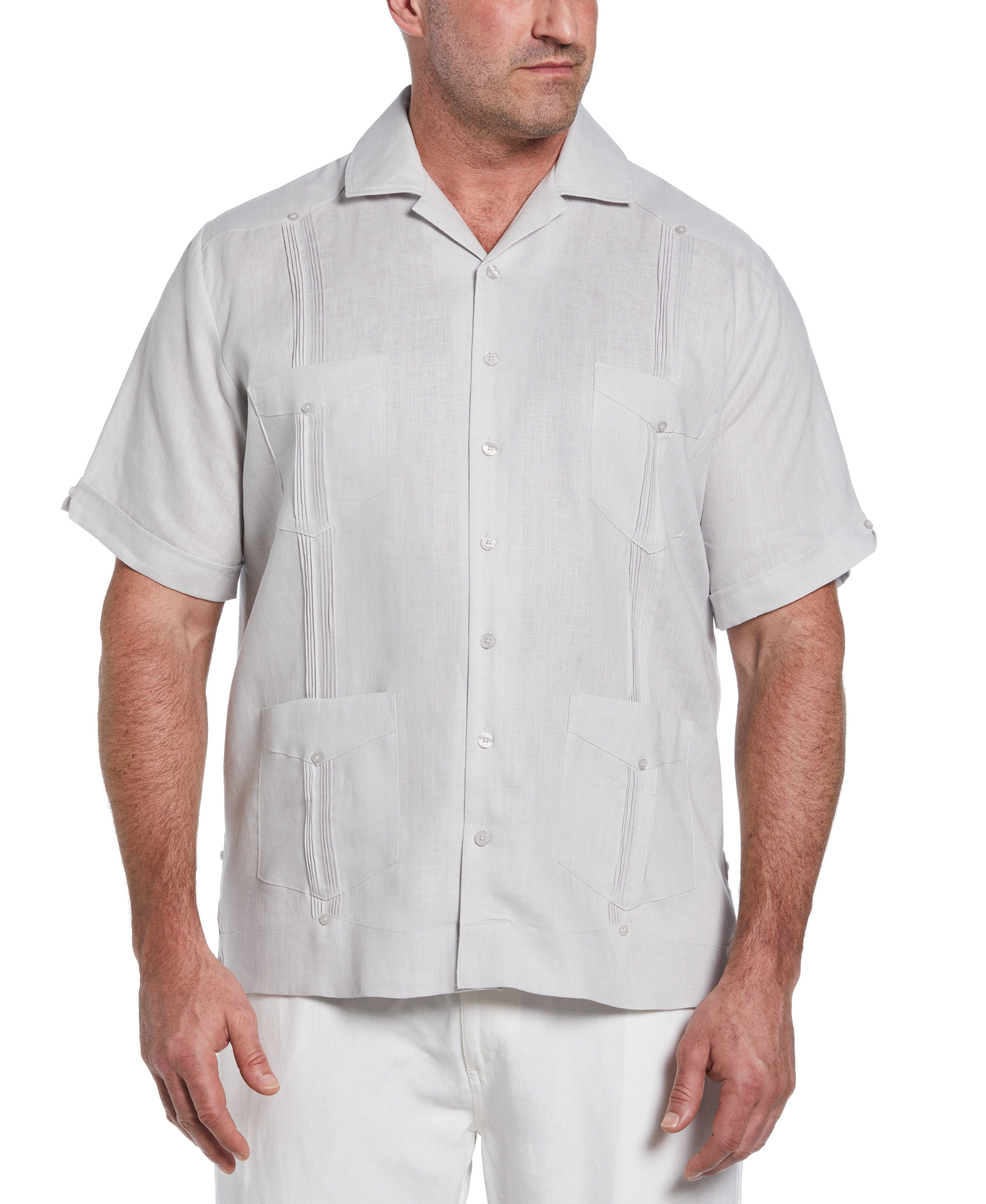 Big & Tall 100% Linen Classic Guayabera Shirt - Short Sleeve - Image 70