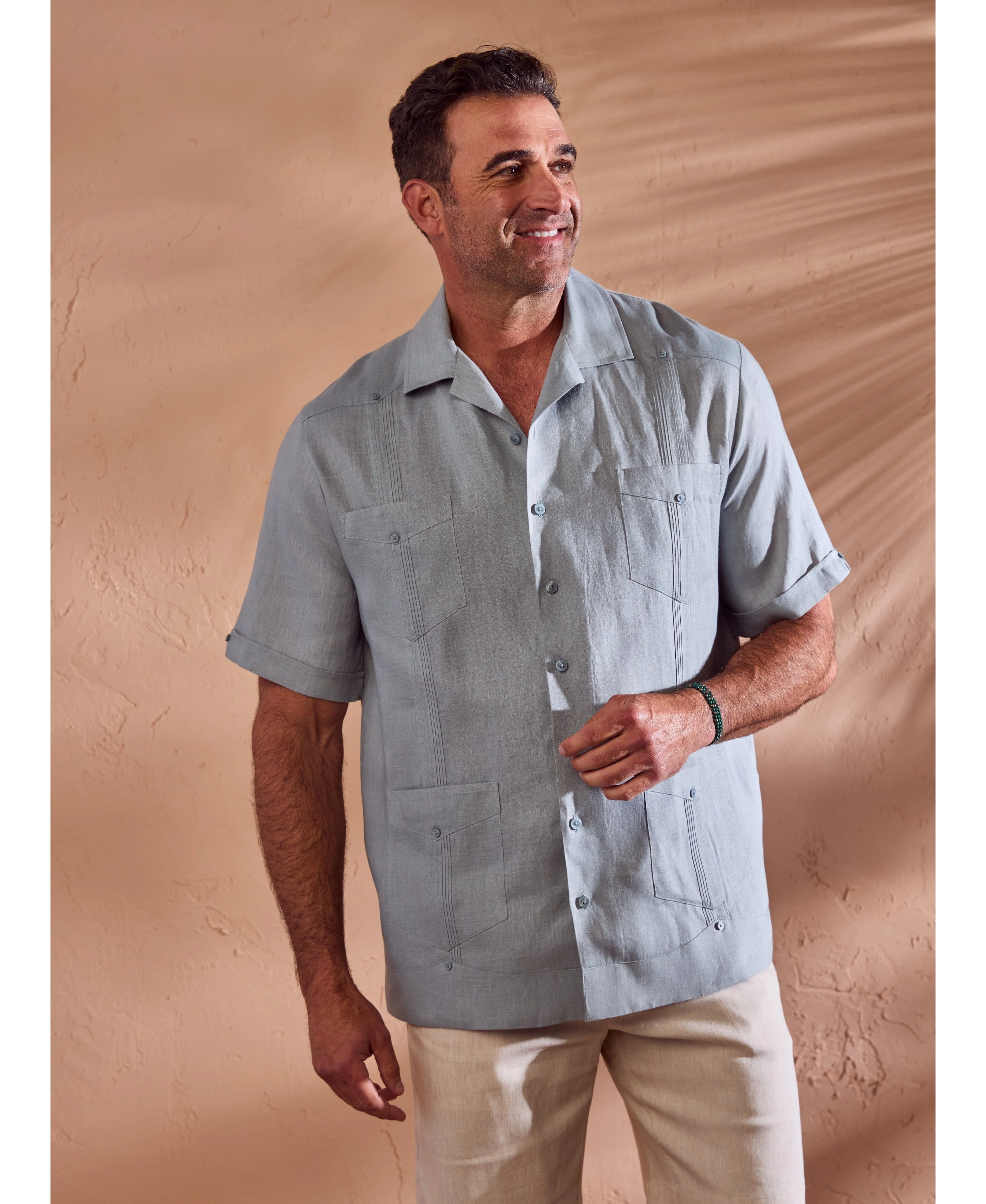 Big & Tall 100% Linen Classic Guayabera Shirt - Short Sleeve - Image 8
