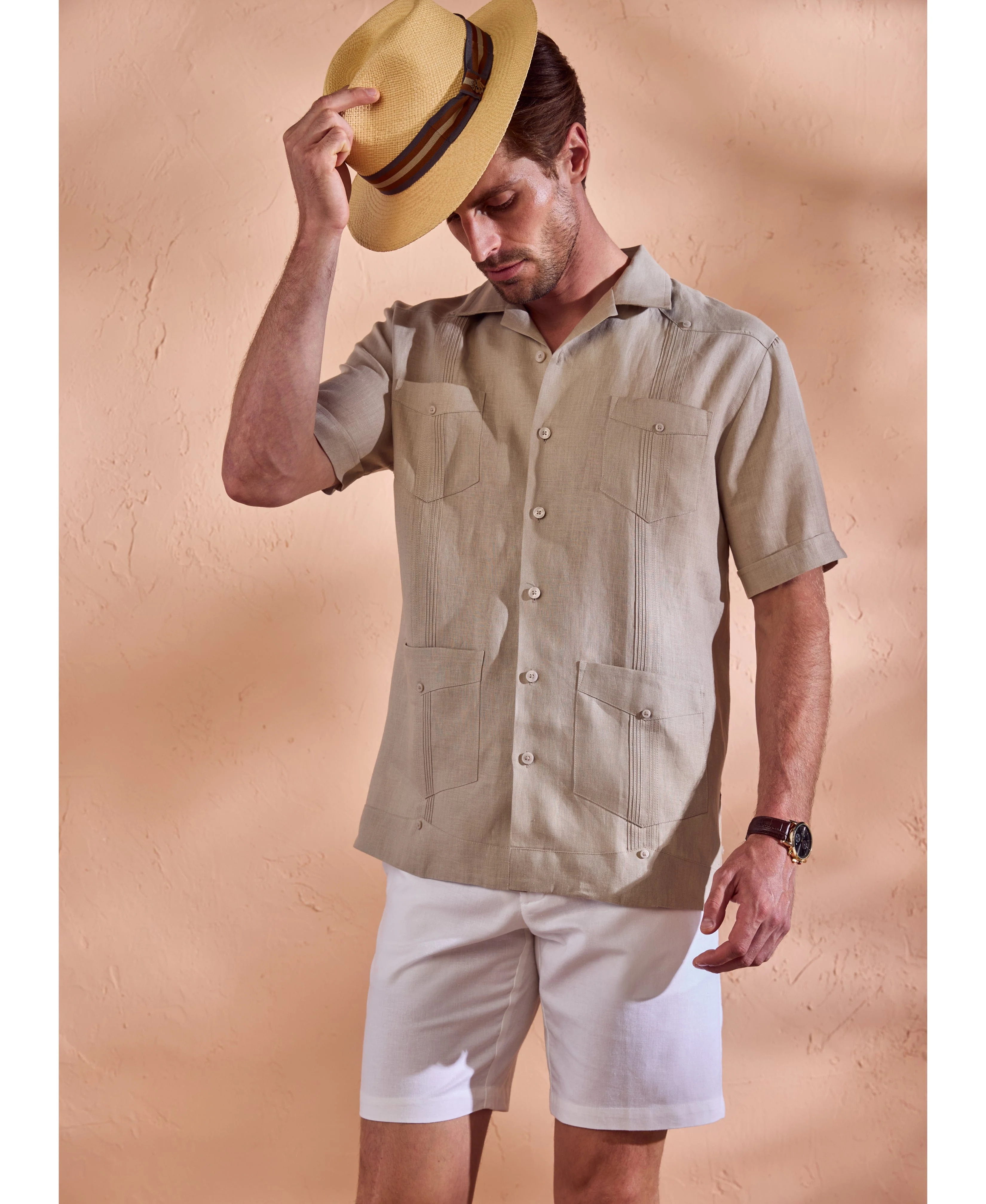 100% Linen Classic Guayabera Shirt - Short Sleeve - Image 29