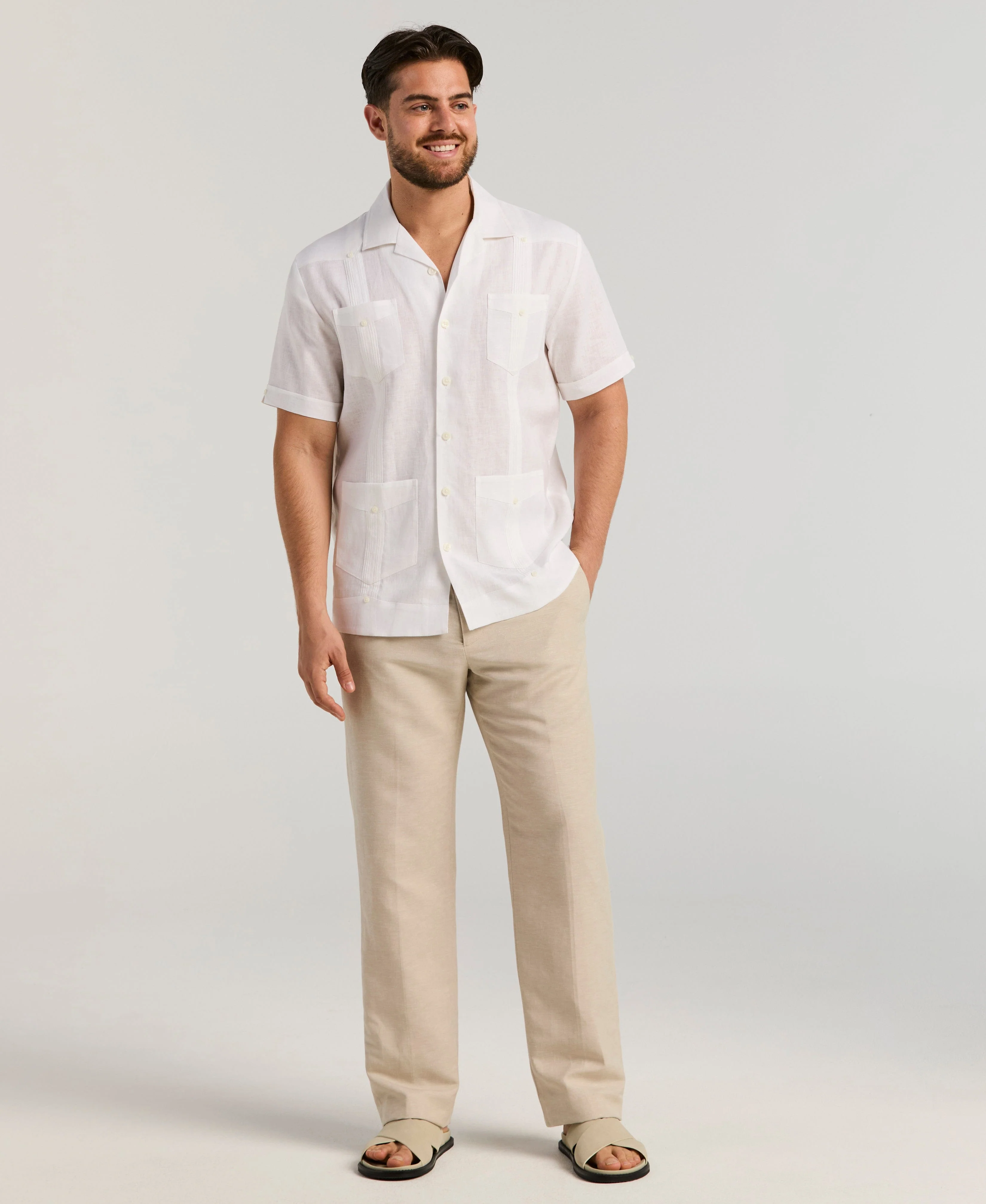 100% Linen Classic Guayabera Shirt - Short Sleeve - Image 3