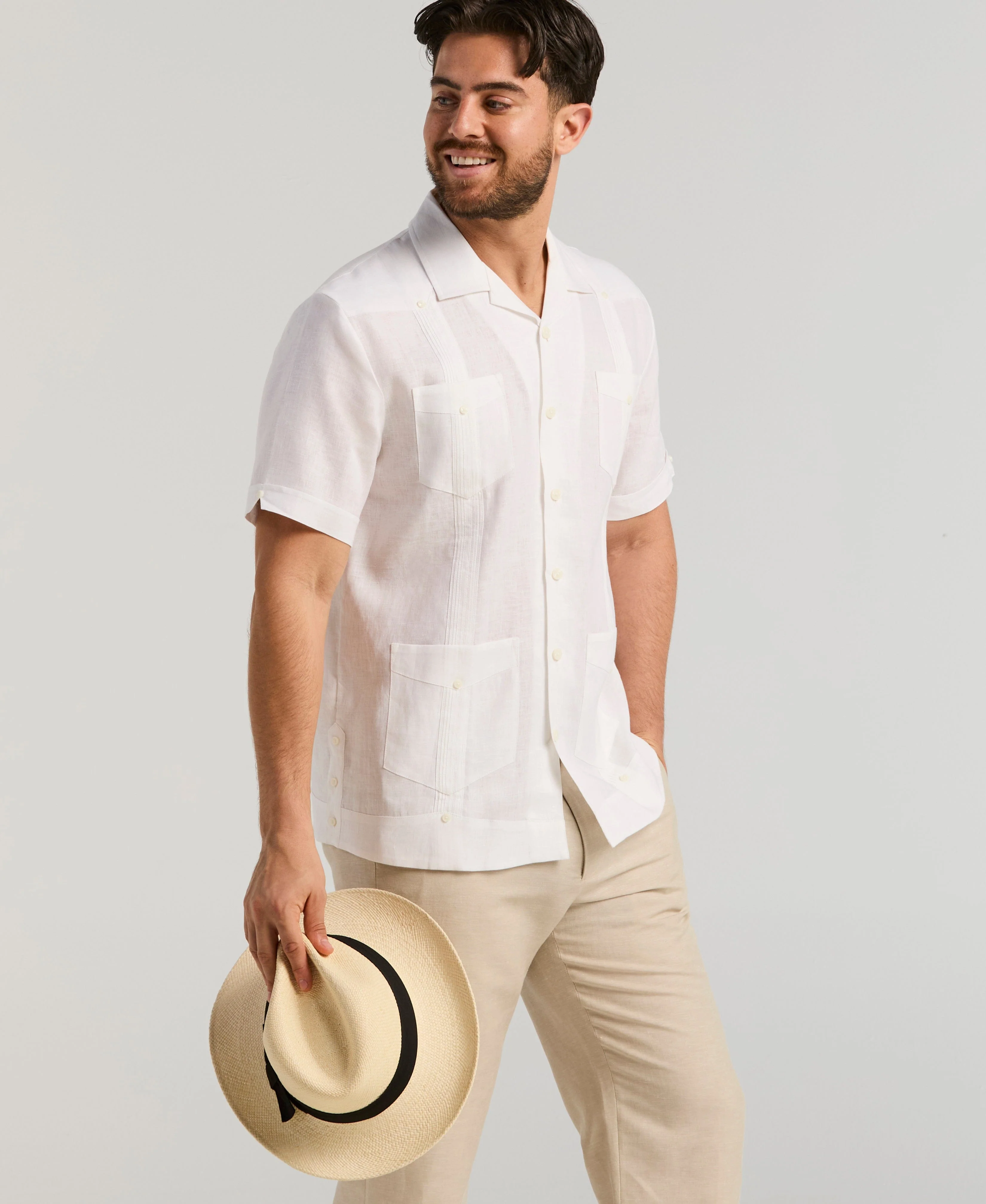 100% Linen Classic Guayabera Shirt - Short Sleeve - Image 5