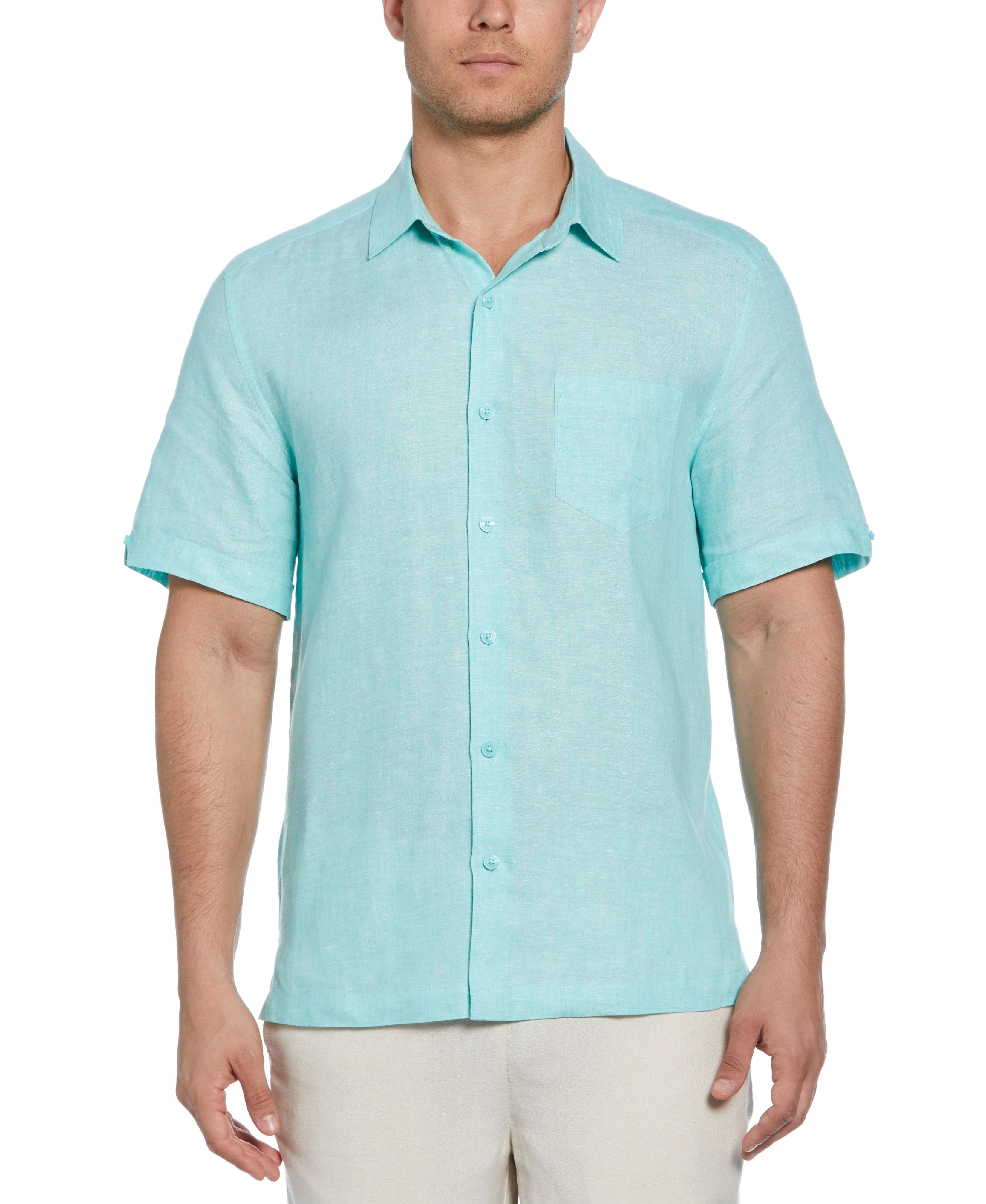 Classic Two-Tone Linen Shirt - Image 13
