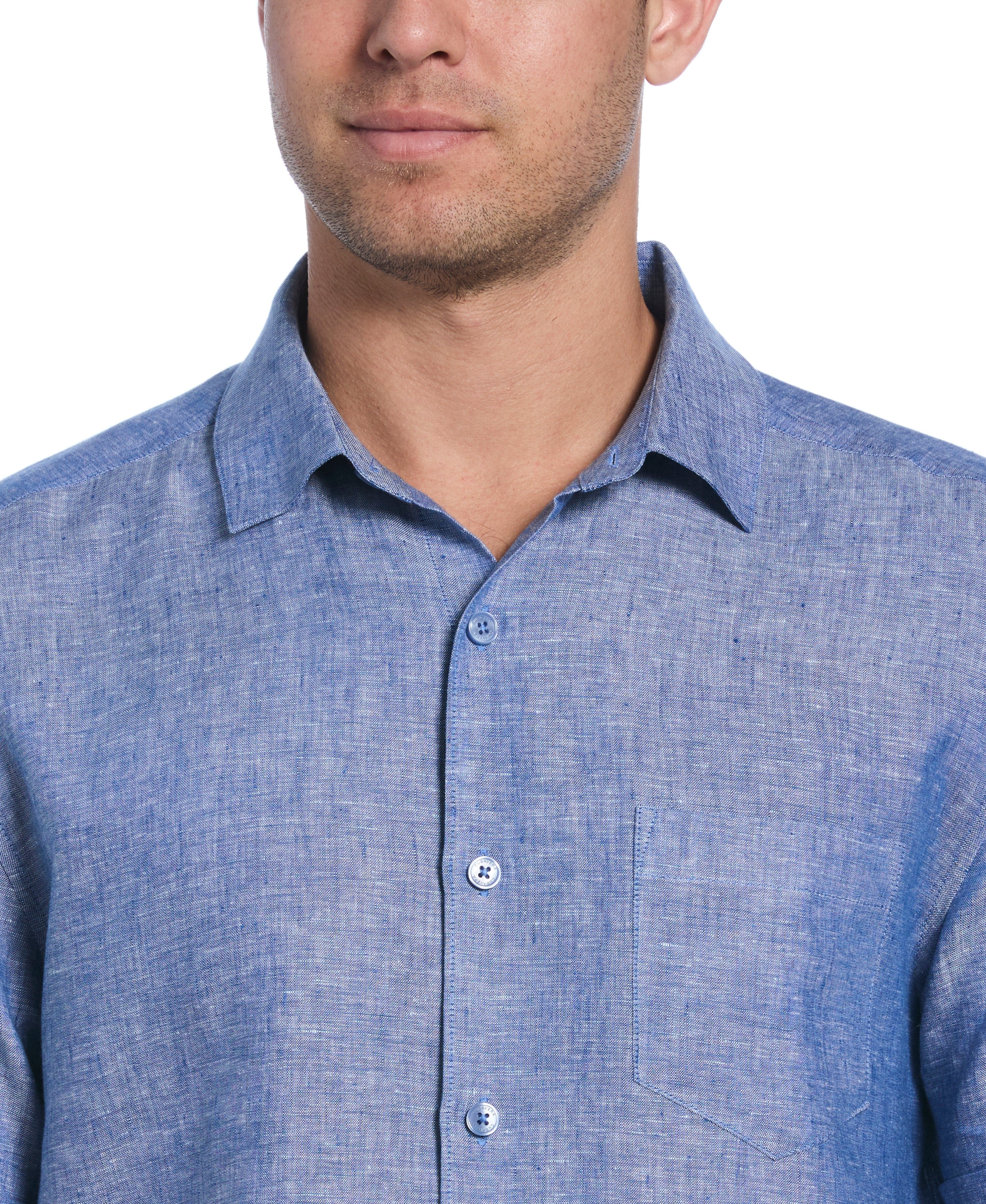 Classic Two-Tone Linen Shirt - Image 21