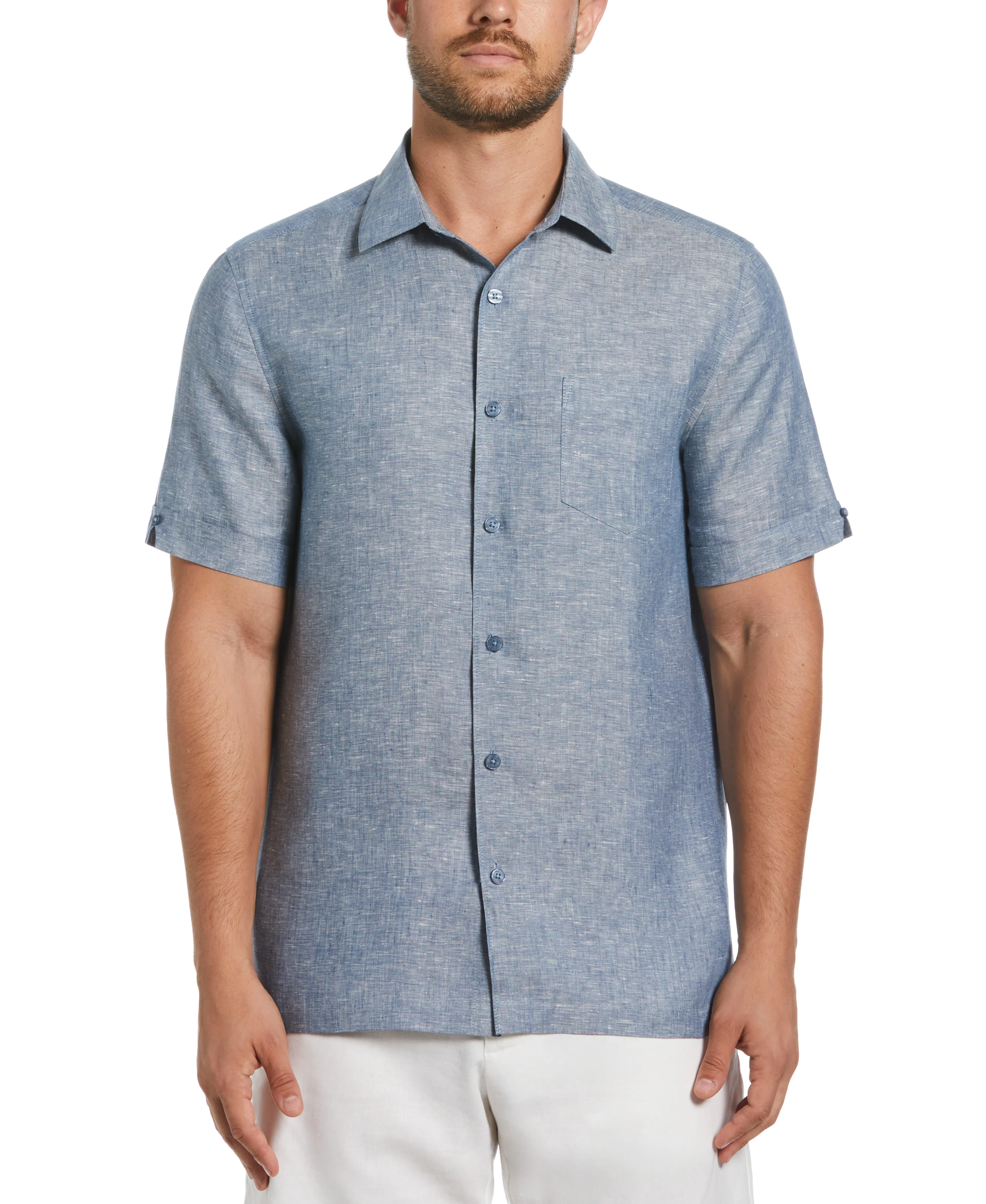 Classic Two-Tone Linen Shirt - Image 28