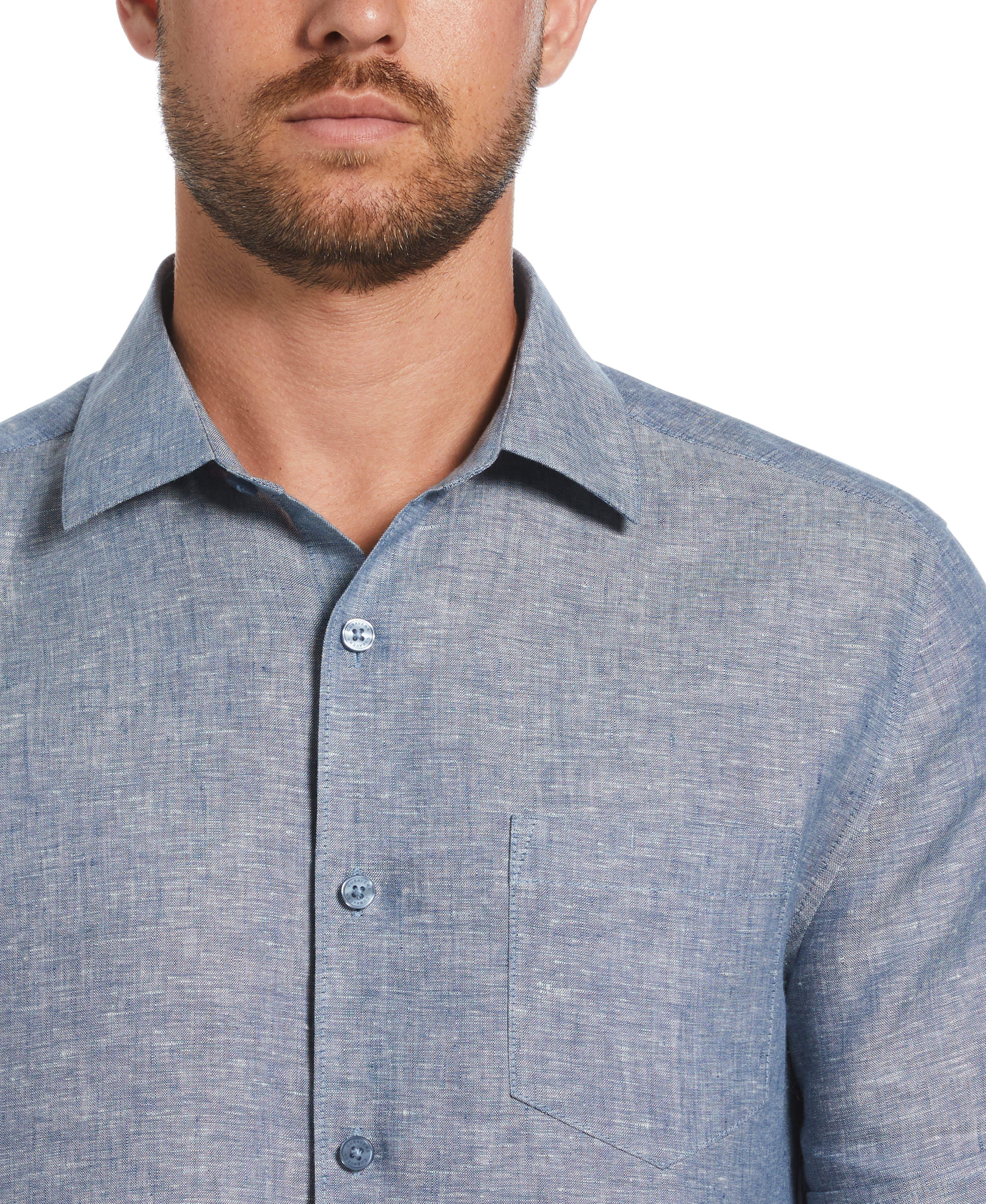 Classic Two-Tone Linen Shirt - Image 31