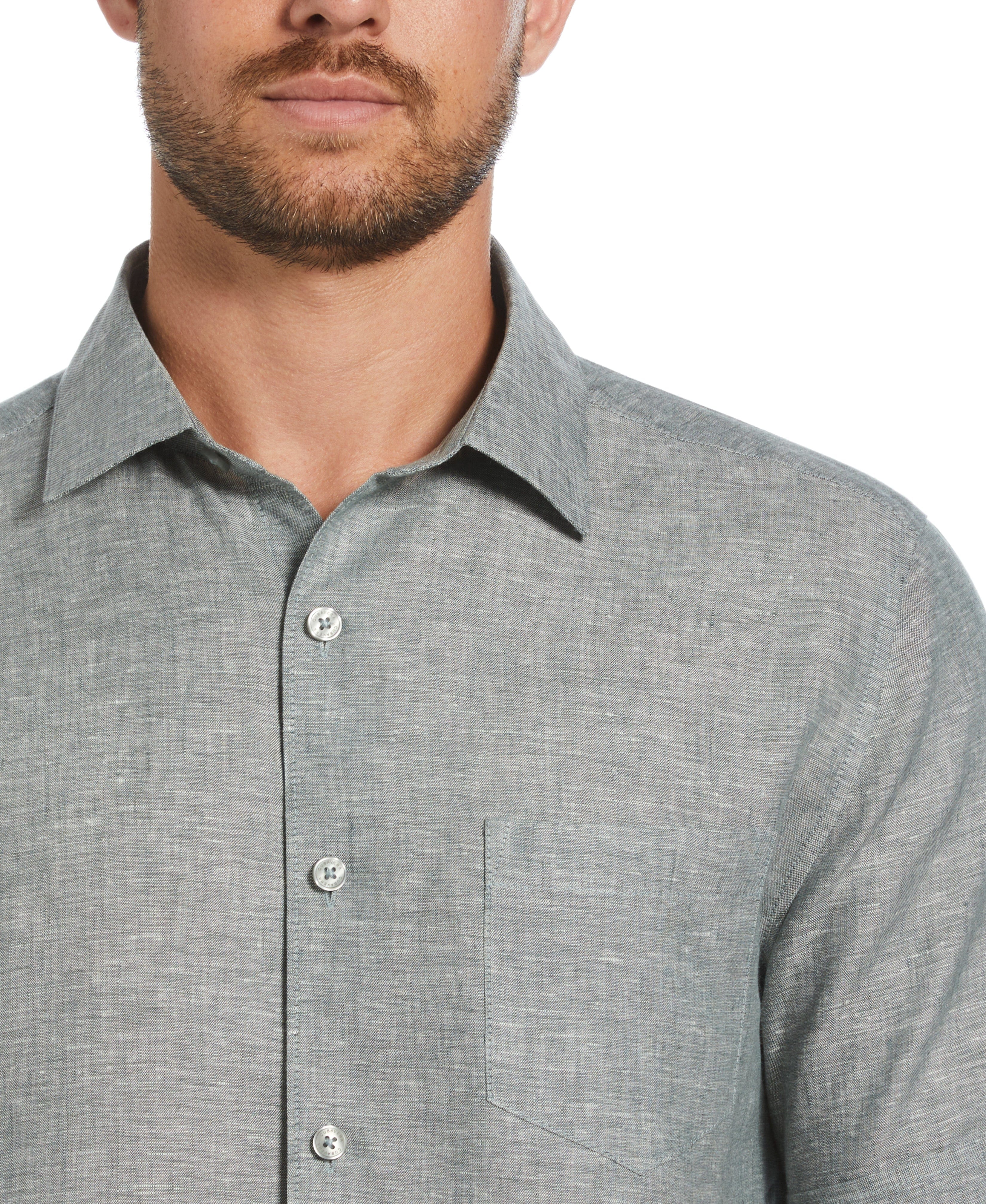 Classic Two-Tone Linen Shirt - Image 41
