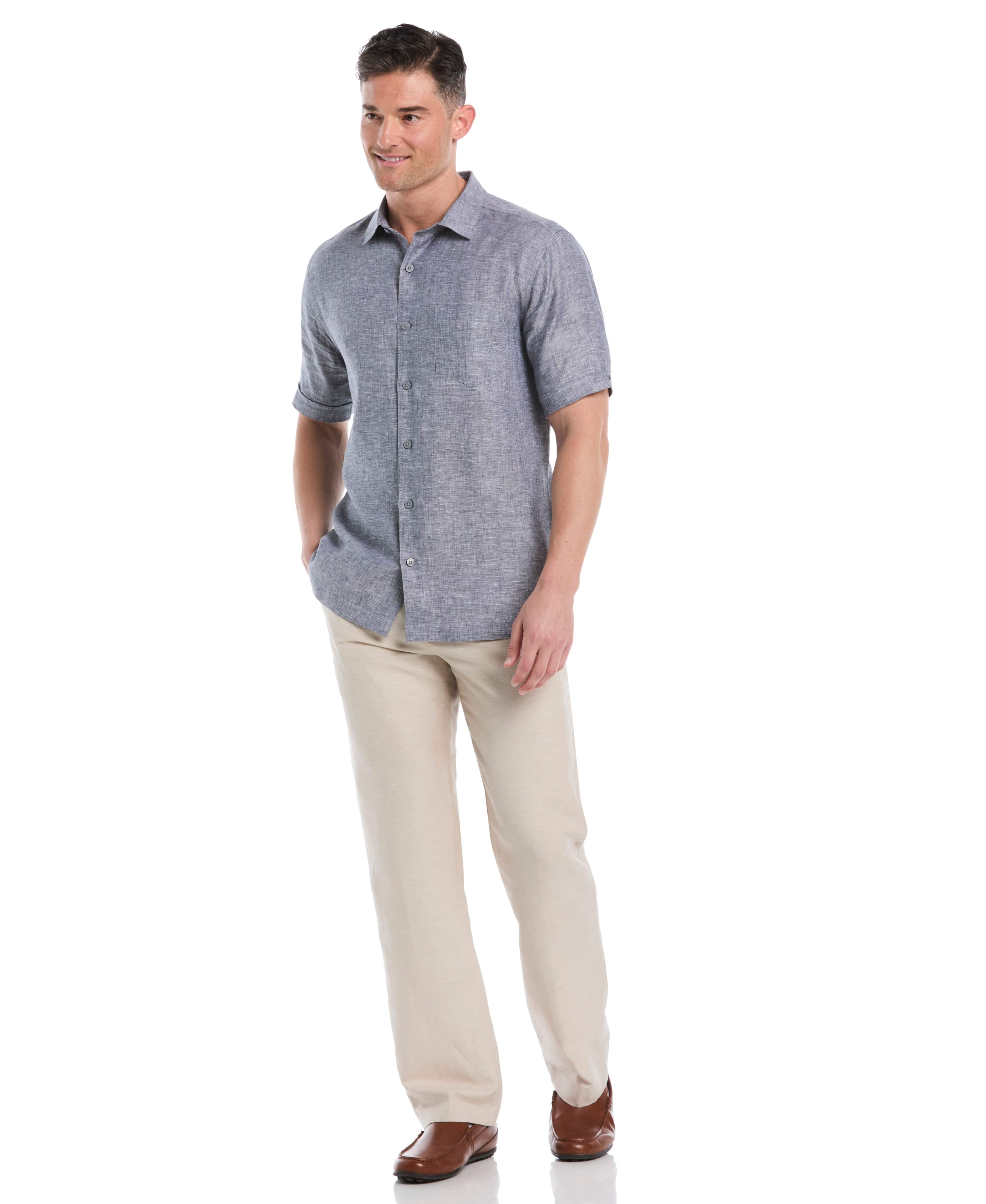 Big & Tall Classic Two-Tone Linen Shirt - Image 10